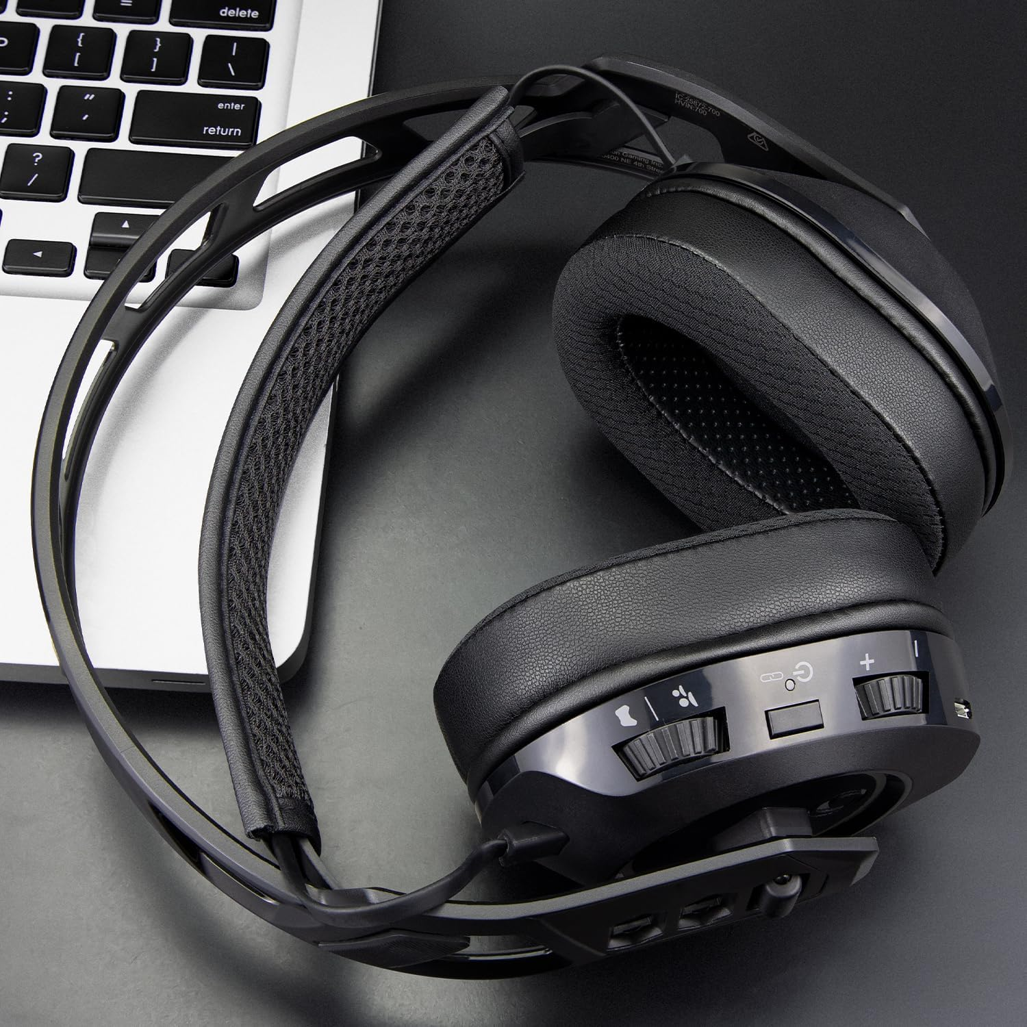 SOULWIT Mesh Fabric Replacement Earpads Cushions for Plantronics (Poly) Rig 600 Pro (HS/HX), Rig 700(HD/HX/HS), Rig 700 Pro(Hs/Hx), Rig 800(HD/HS/LX), Rig 800 Pro(Hd/Hx/Hs), Rig 900 Max HX Headset image number 1