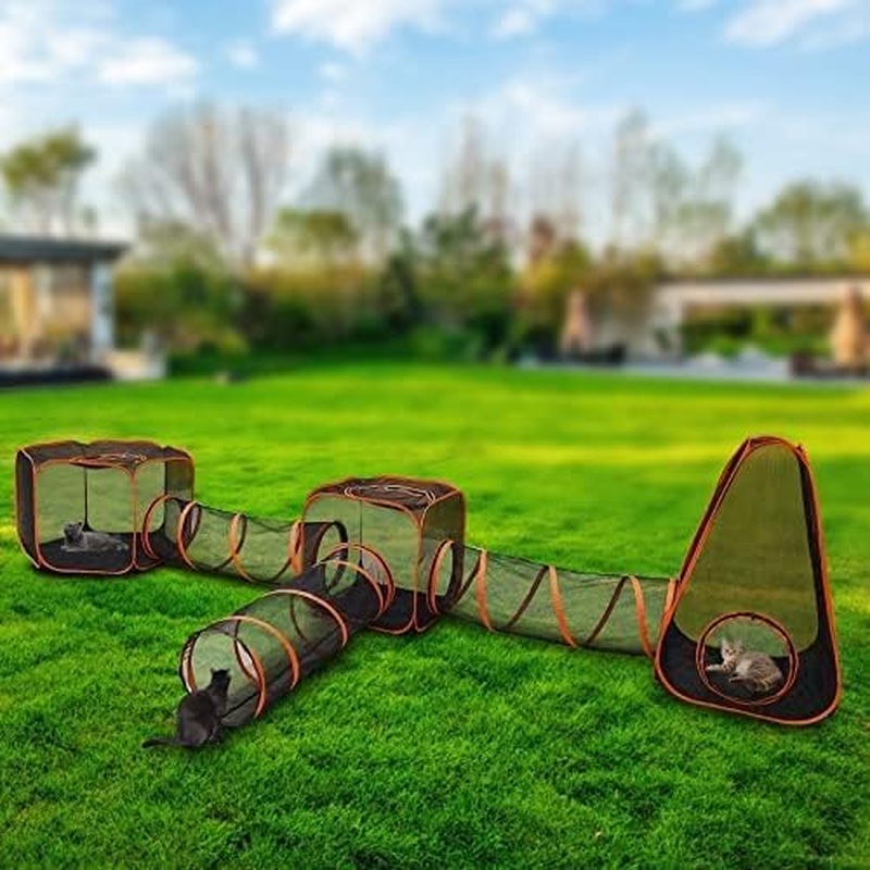 6 in 1 Large Space Cat Fence,Cat Tent with Cat Tunnel for Indoor and Outdoor,Portable Cat Playpen Play Tents Foldable Playhouse for Cats Rabbits Ferrets and Small Animals image number 5