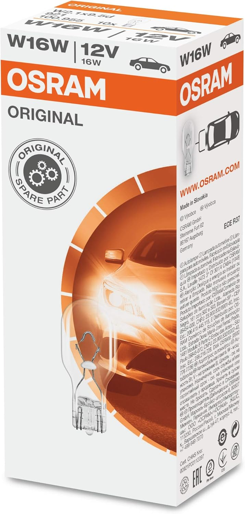 Osram 921 Fixture with 921 Glass Clamp Base of Type W16W, 921, 12V, 10 Blubs image number 2