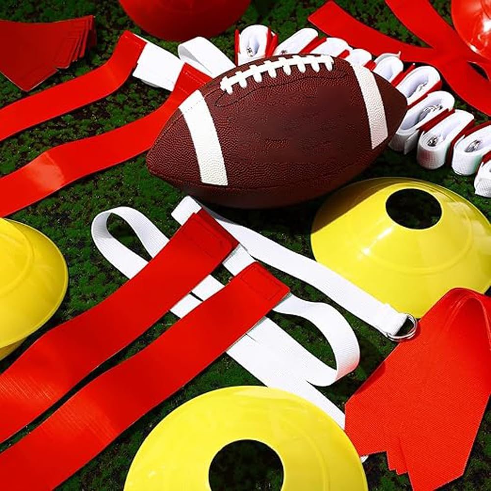 5Pcs Rugby Training Accessory,Flag Football Kit with Yellow Flags and Belts for Football Games image number 4