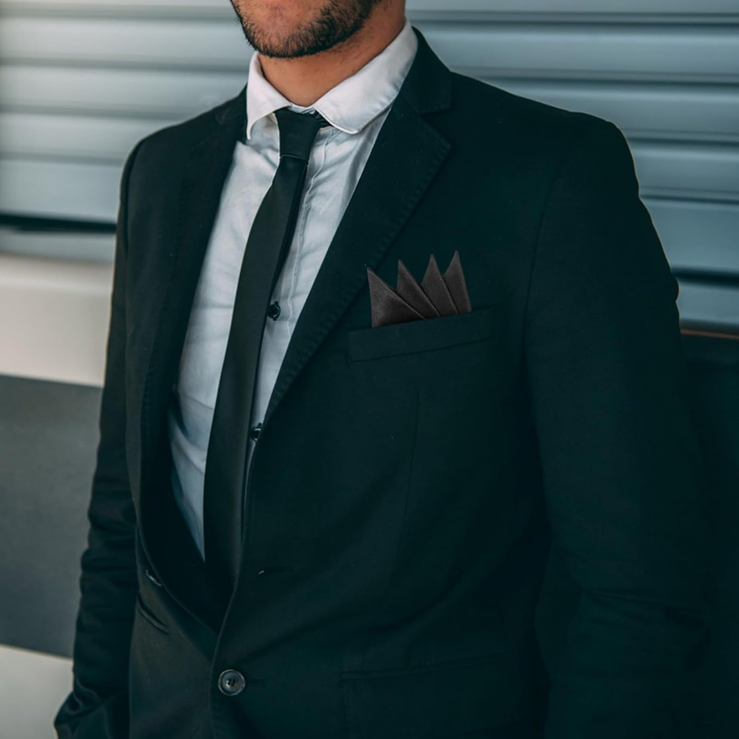 GHTIYLP Prefolded Pocket Squares for Men Solid Color Pre-Folded Mens Handkerchief Suit Pocket Square for Business Wedding