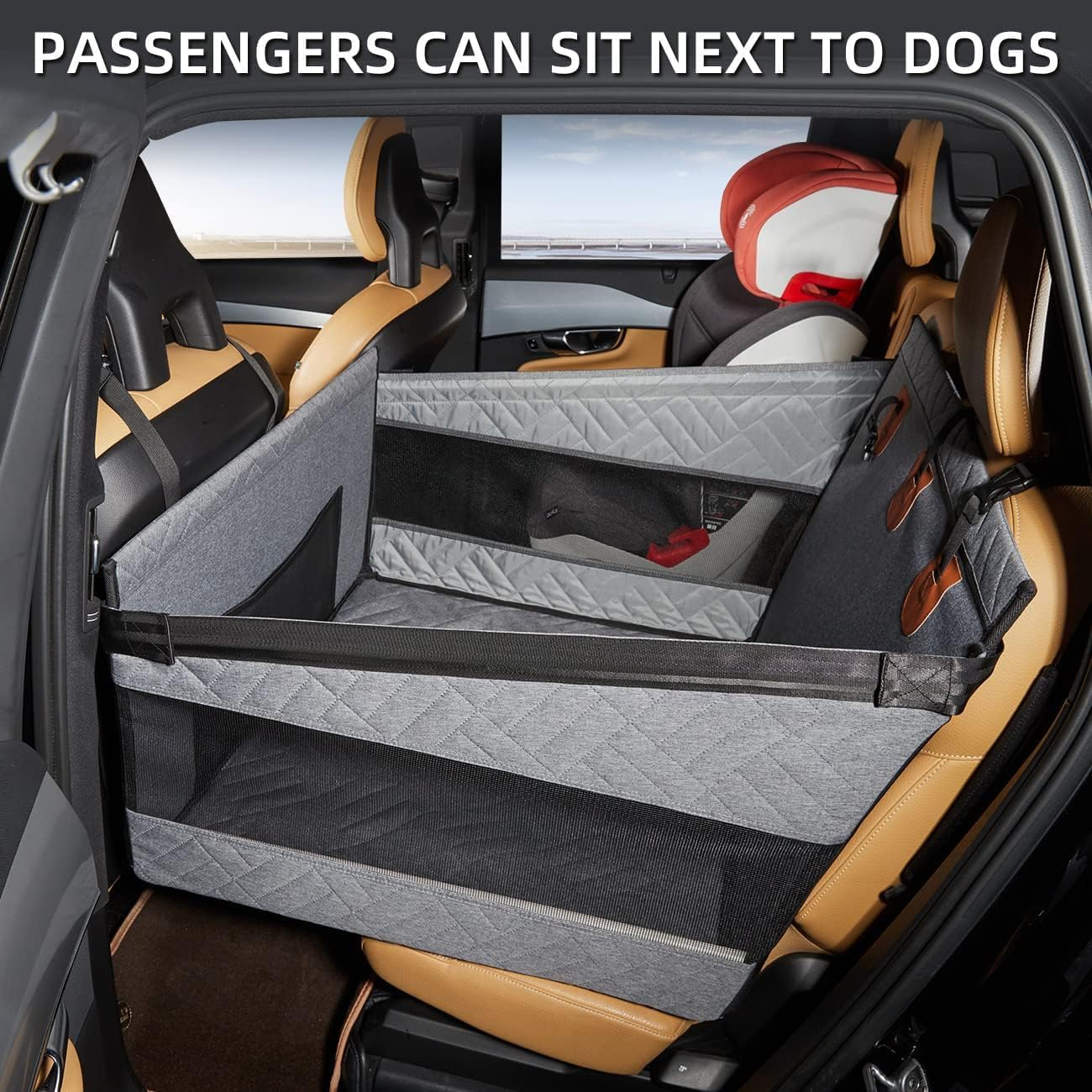 Uandhome Large Dog Car Seat for Medium Dogs,Back Seat Extender for Dogs,Waterproof Medium Dog Seat Cover for Backseat, Pet Bed for Car Hammock,Cars,Trucks & SUV (Grey) image number 3
