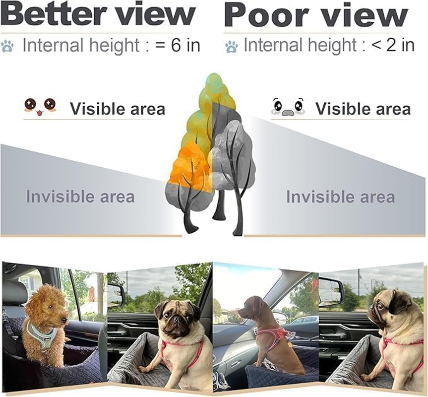 Dog Booster Car Seat for Small Dogs up to 30 Lbs &ndash; Elevated Pet Travel Seat, Safety Belt, Storage & Tether, for Front & Back Seats, Detachable & Washable (Black, 47Cm) - Black image number 5