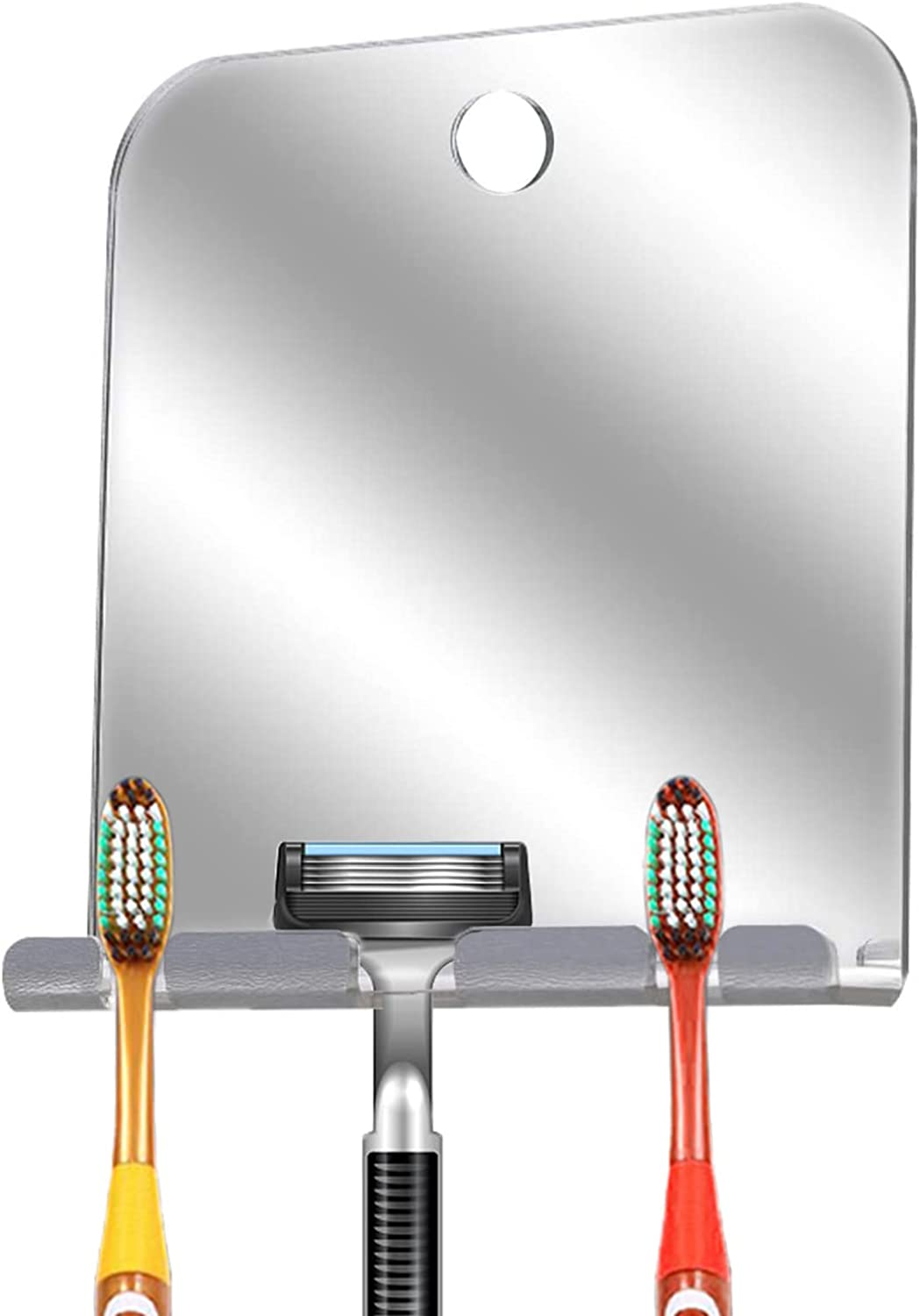Shower Mirror Travel Mirror Unbreakable Portable Shaving Mirror, Hanging Razor Toothbrush, Square image number 1