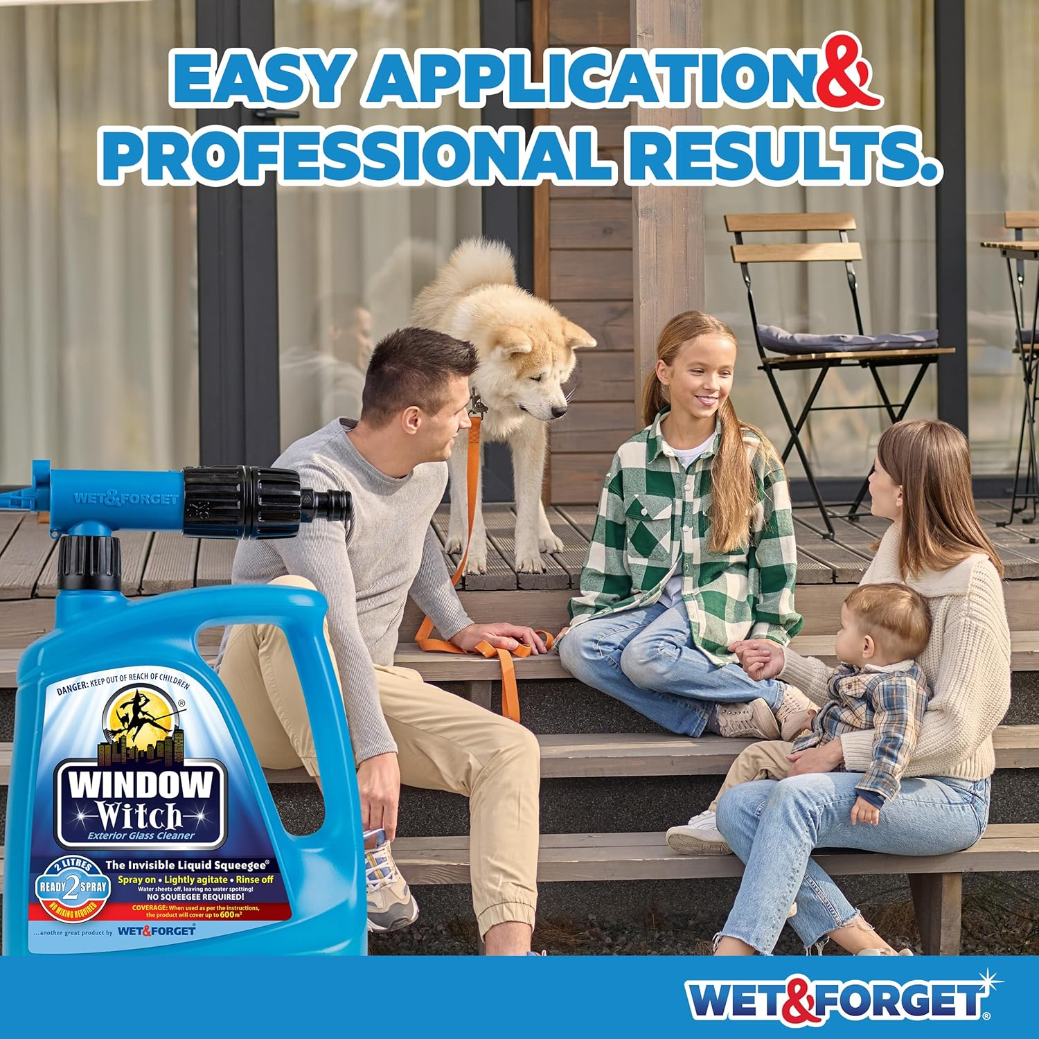Wet & Forget Window Witch 2L Exterior Glass Cleaner &ndash; Hose Attachment Spray for Outdoor Windows, Conservatories & Glass Doors &ndash; Streak-Free Finish, No Squeegee Needed, Window Cleaning Solution image number 5