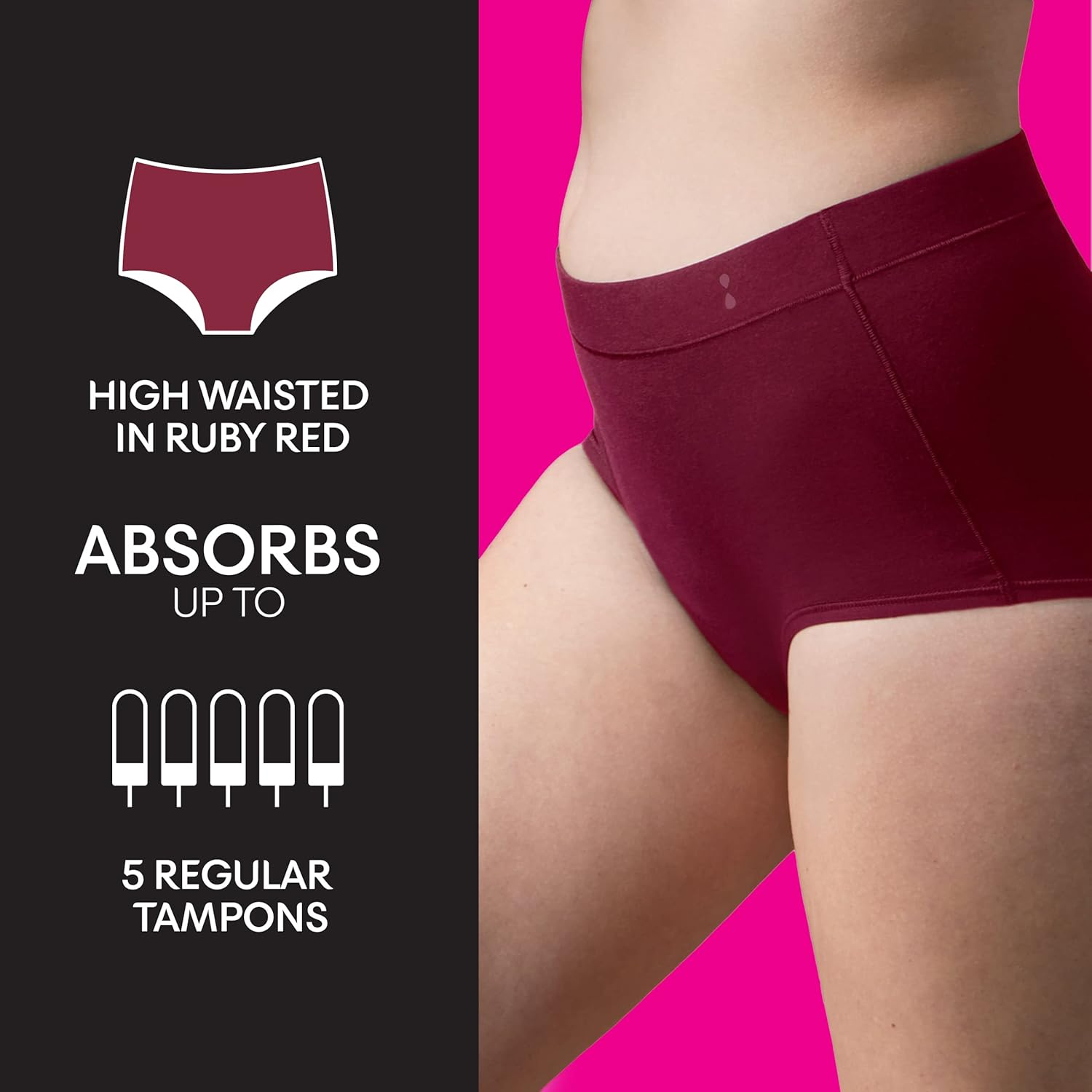 U by Kotex Thinx Period Underwear Ruby High Waisted Size 12 image number 5