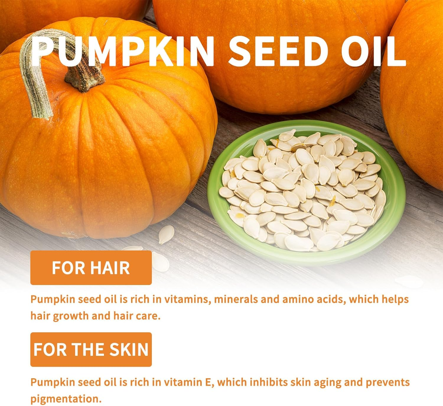 YSHIGUING Pumpkin Oil for Hair Growth, Organic Pumpkin Seed Oil for Hair, Eyelashes & Eyebrows, Skin, Massage, Soothing，Hair Oil - Antiaging Pumpkin Oil Extract - Hair Essential Oil