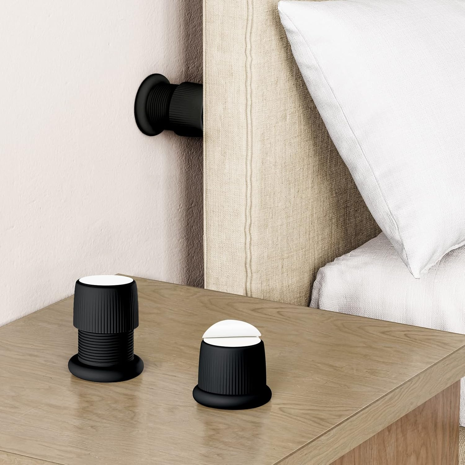 Xuenair Headboard Stoppers, 1.6-2.6 Inches Bed Wall Stopper, Adjustable Bed Frame Anti-Shake Tool, Headboard Bed Stabilizer for Wall Furniture (White - 2 Pcs)