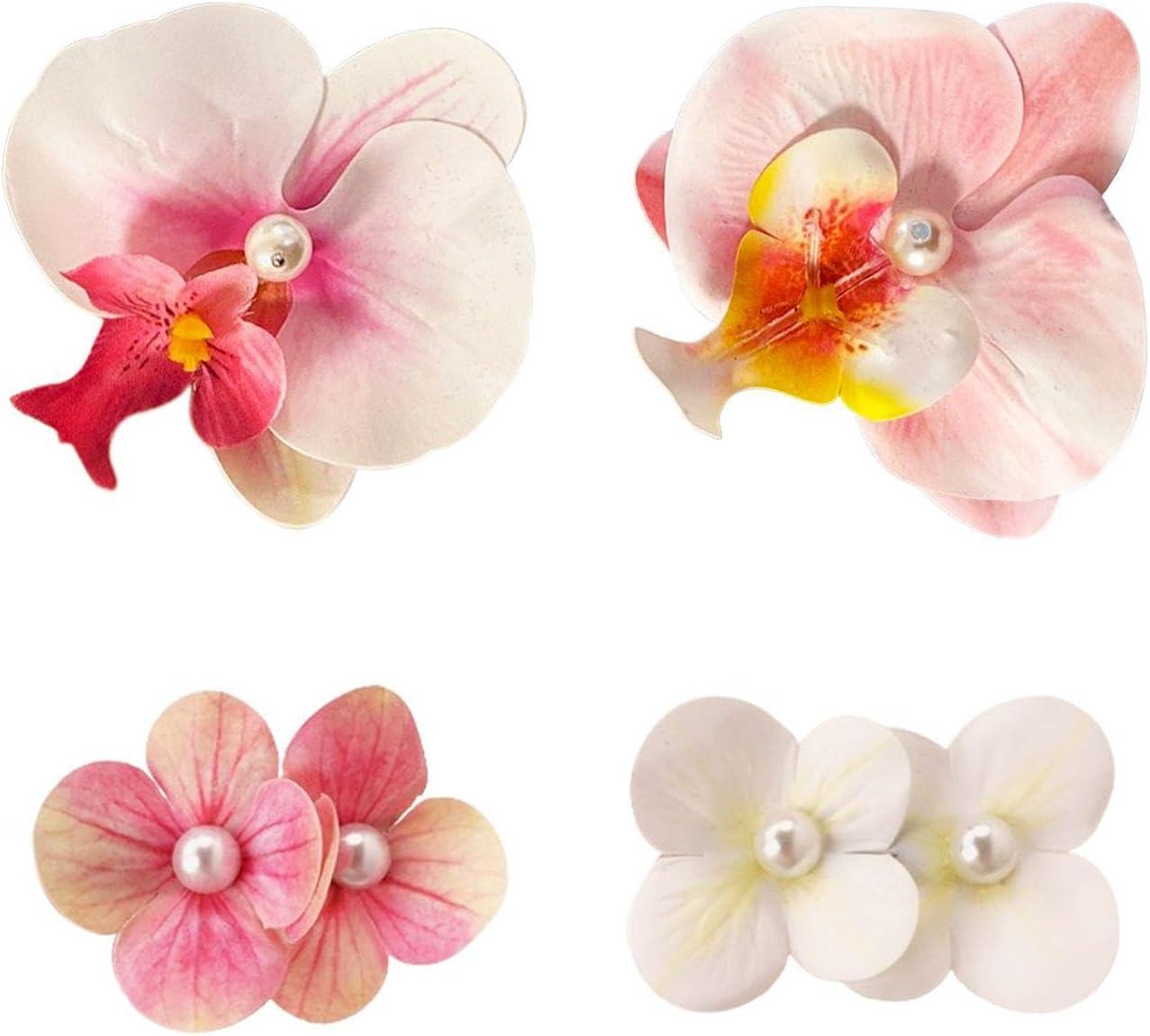 Pack of 2 Large Flower Blossom Hair Clips, 2 Pieces Flower Pearl Hair Clips, Orchid Blossom Hair Clips, Bohemian Flower Hair Clips, Butterfly Orchid Hair Clips, Hair Accessories Flowers image number 2