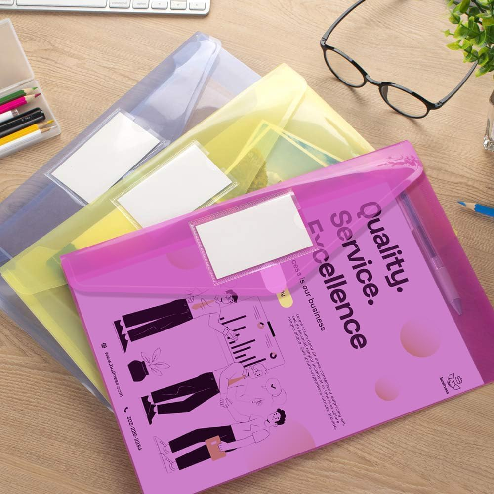 Folder,5-Piece Set of Transparent A4 File Folders, Plastic and Polyester Envelopes with Label Pockets, Suitable for Teachers to Organize School Office Supplies. image number 5