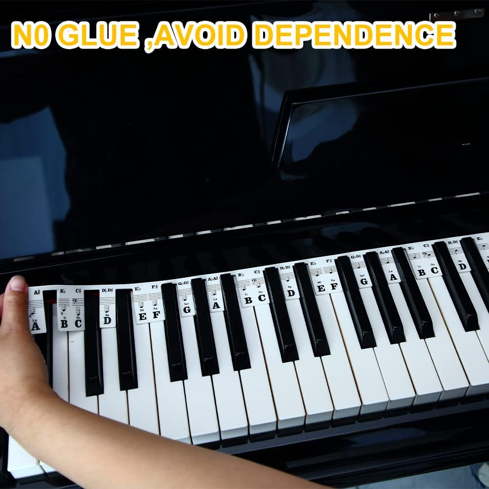 Piano Keyboard Stickers,Piano Keyboard Stickers Rakes Guide Learn Notes Marker Instantly Overlay for Beginners Kids image number 5