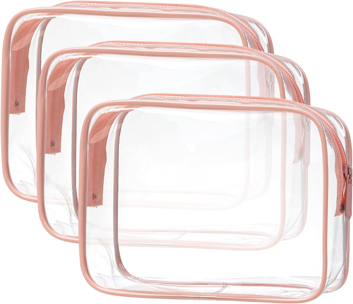 Viiotu 3 Pack Color Clear Toiletry Bag, Waterproof PVC Clear Makeup Bag, Portable Clear Travel Toiletry Bags for Traveling Men Women (3, Black)