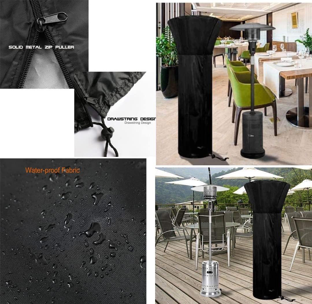 Patio Heater Covers 210D Oxford Fabric Waterproof Windproof Dustproof Cover with Zipper,Mayhour Anti-Uv Black Outdoor Stand up round Heater Radiator Covers for Garden Courtyard Furniture Protector (89X33X 19 Inch/226X85X48Cm) image number 6