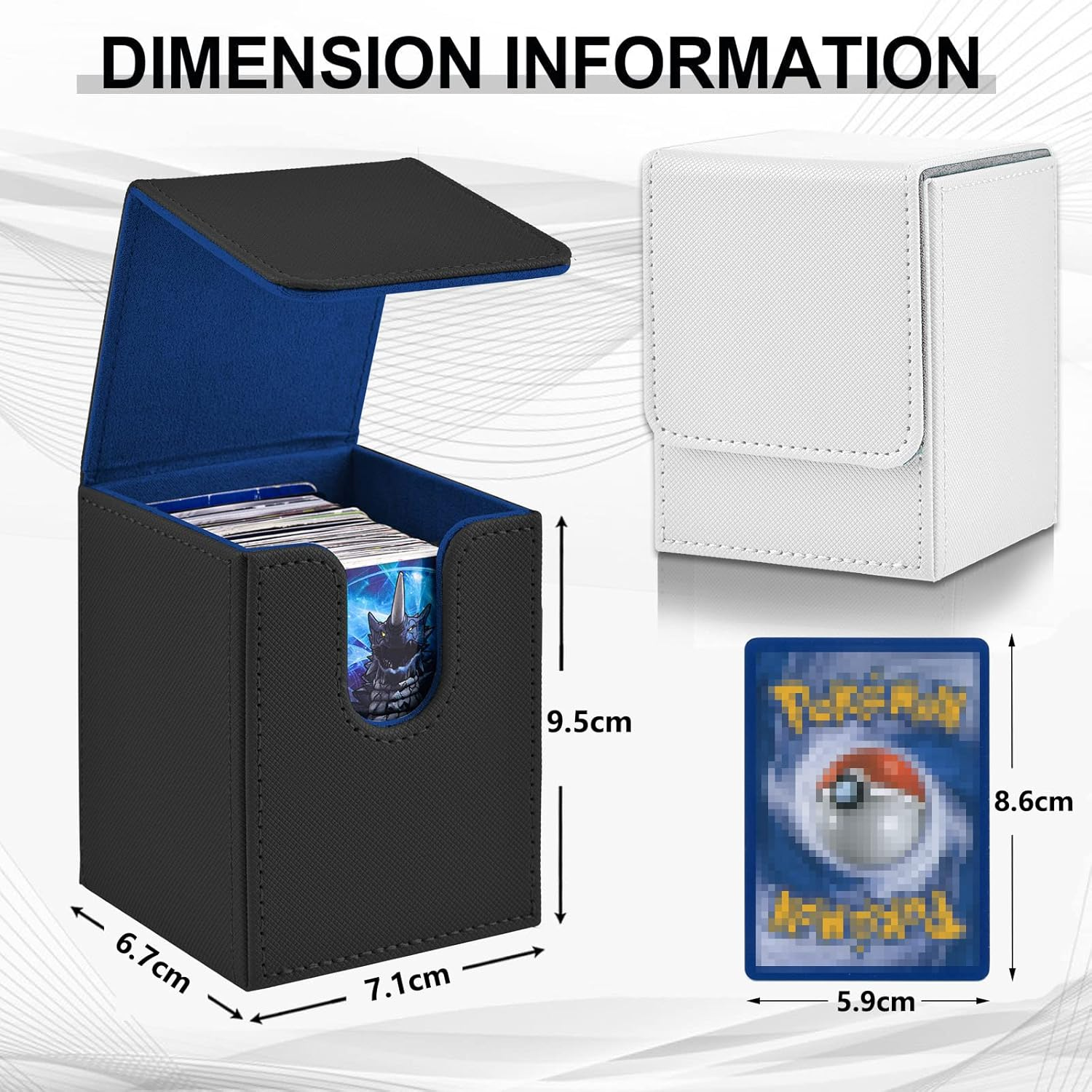 2 Boxes Leather Deck Card Boxes Large Size Fit 100 plus Sleeved Cards Deck Game Box for Collectible Cards Playing Card Box for 100 plus Cards Compatible with MTG Tcg(Vertical,Black,White)