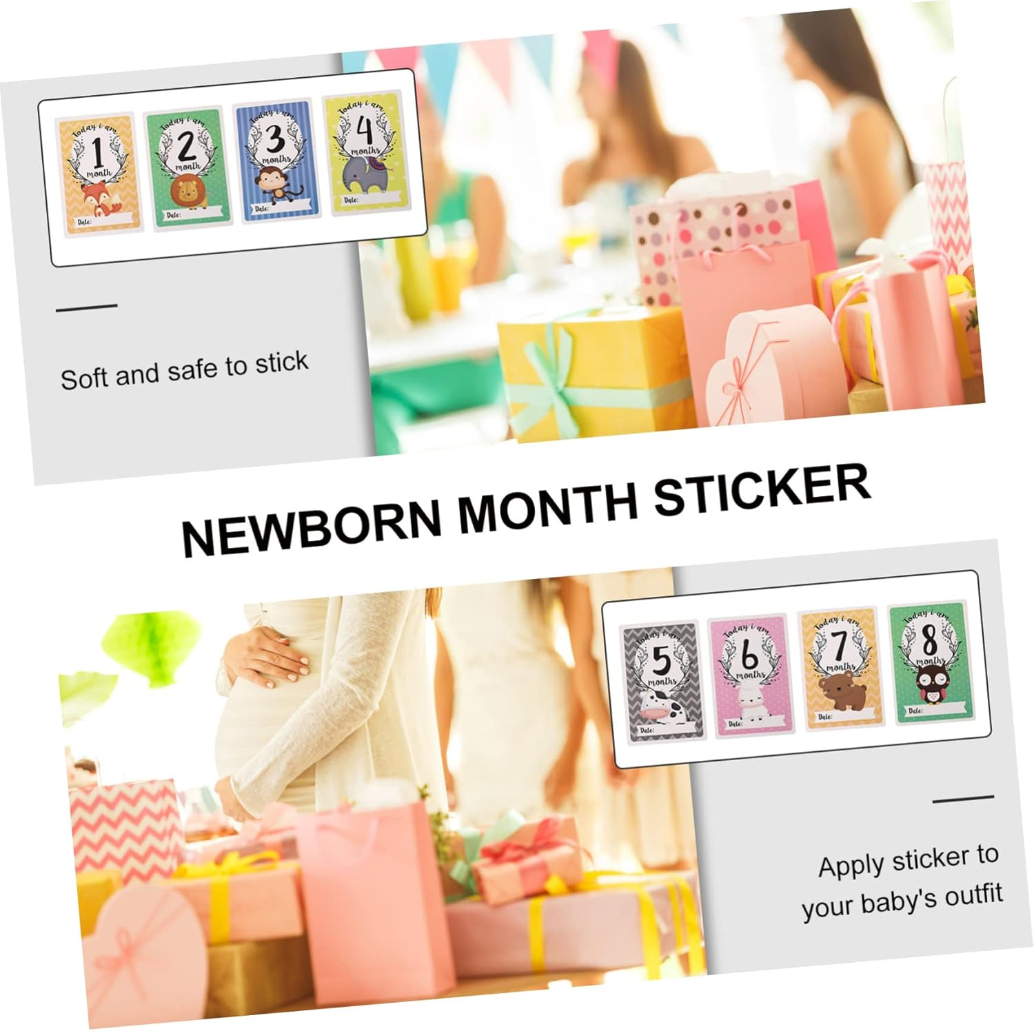 12Pcs Animal Monthly Cards Milestone Cards Growth Recording for Commemorative Occasions image number 4