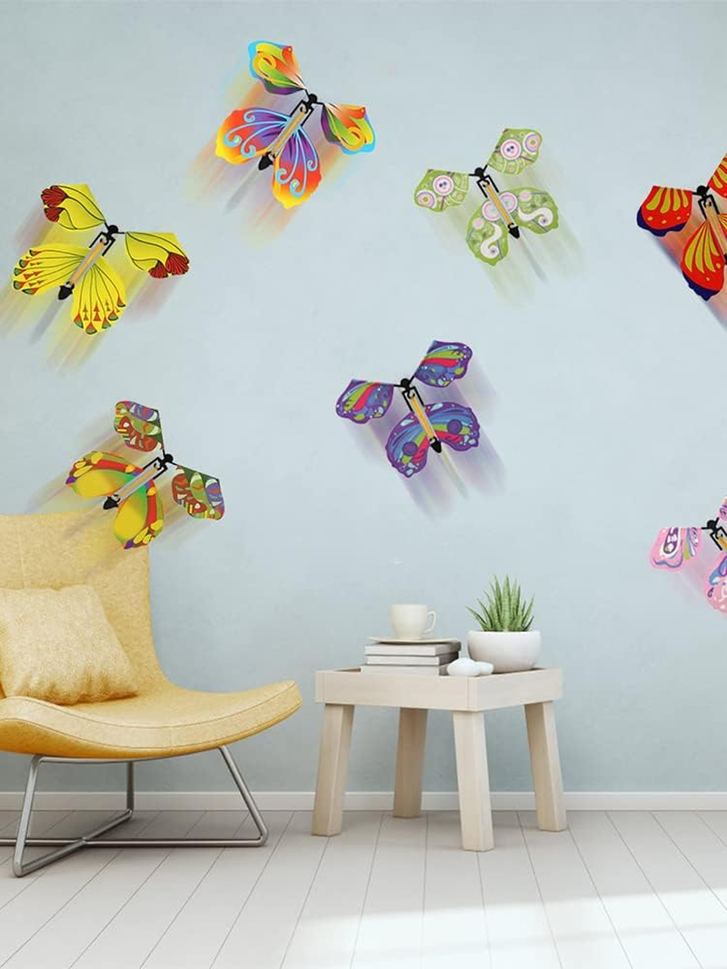 20Pcs Flying Butterfly Cards Rubber Band Powered Wind up Butterfly Toy for Birthday Wedding Greeting Cards Sensory Development Wind up Flying Paper Butterflies Set image number 4