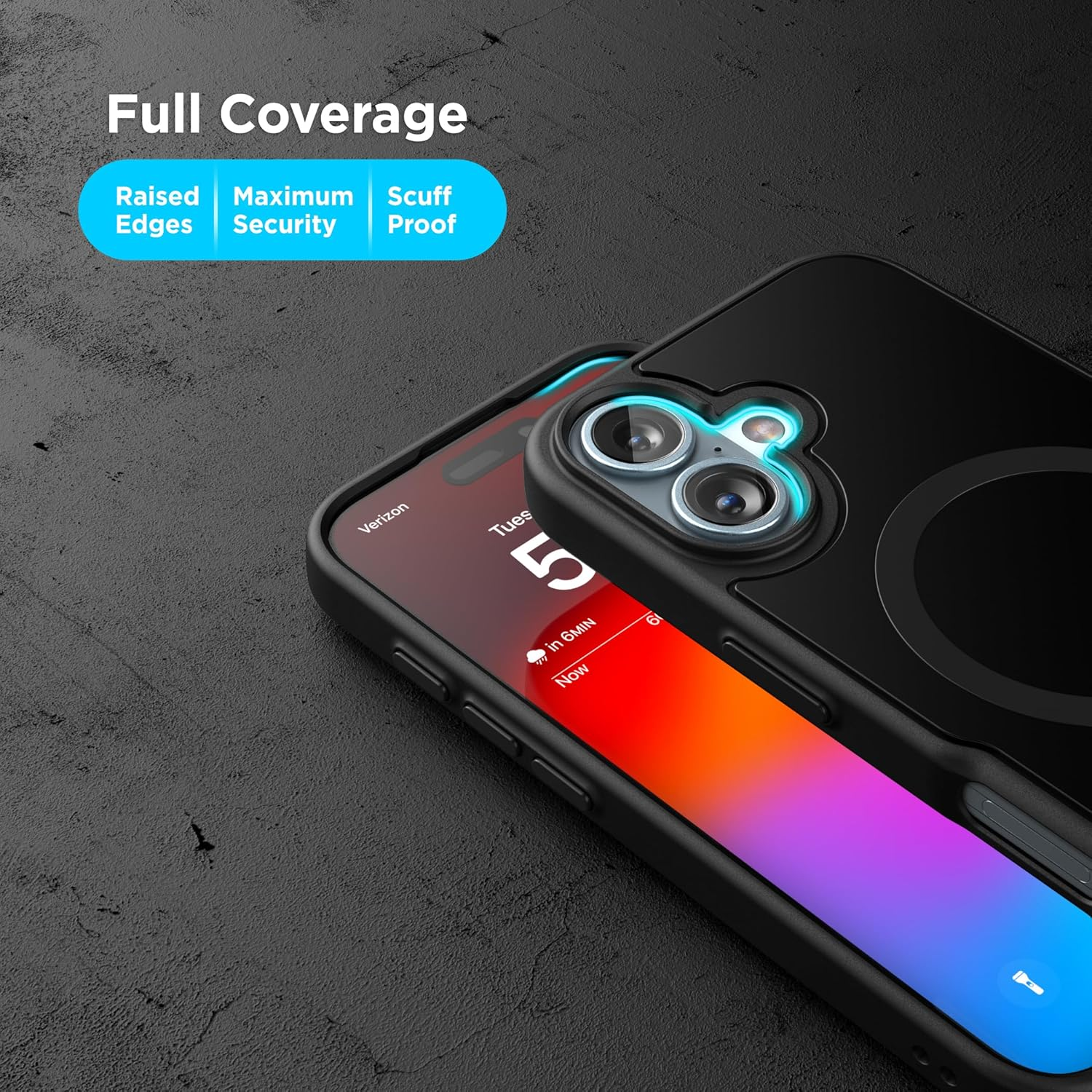 Encased Slimshield for Iphone 16 Case with Card Holder, (Compatible with Magsafe) Detachable Magnetic Wallet and Phone Cover - for Men (Black) image number 2