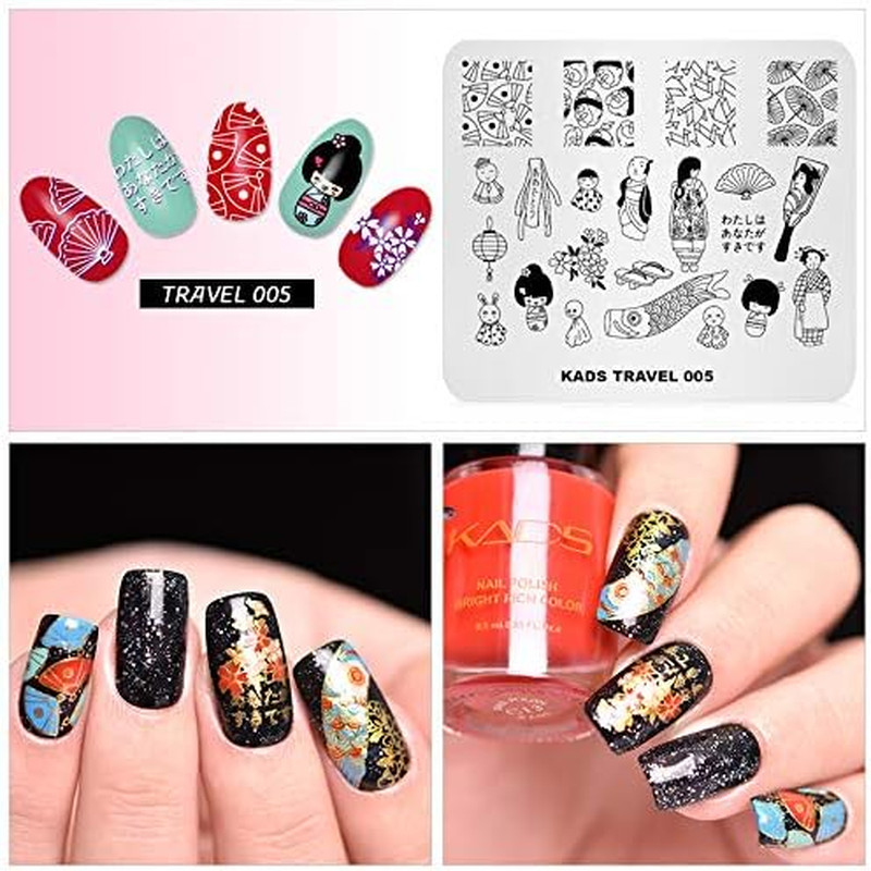 Nail Stamp Plate Travel Japanese Theme Zephyr Picture Design Templates Geisha Doll Sunny Pattern Manicure Print DIY Nail Art Tools