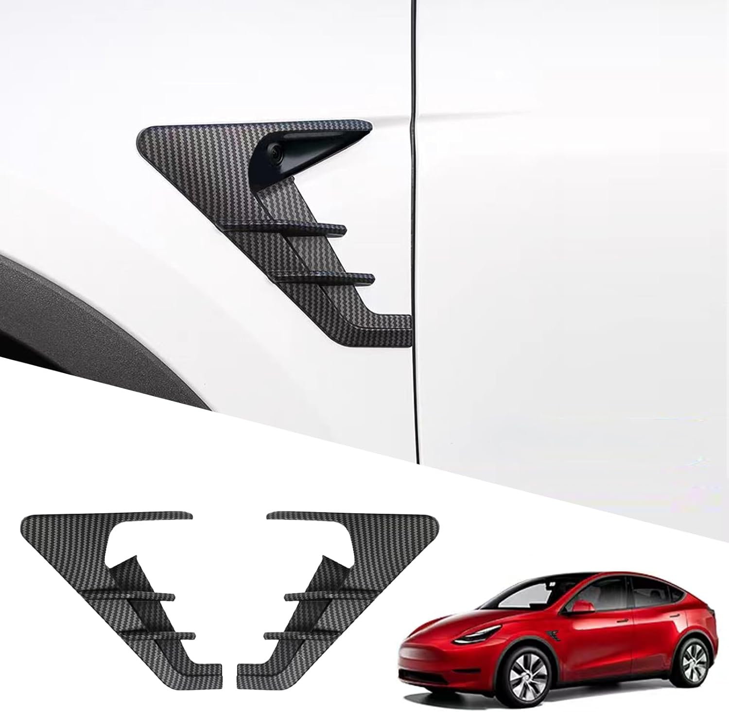 YHCDSEA for 2024 Tesla Model Y HW4.0 Side Camera Indicator Protection Cover Decoration Accessories Fit for Tesla Model Y with HW4.0 (Matt Carbon Fiber Pattern) image number 5