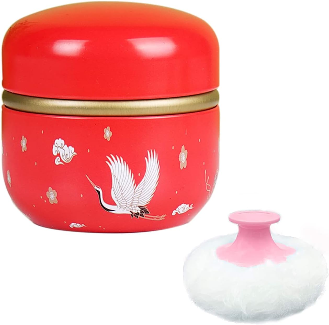 Body Powder Puff and Container for Dusting Powder, Women Powder Puff and Powder Case for Bath and Travel (Chrysanthemum)