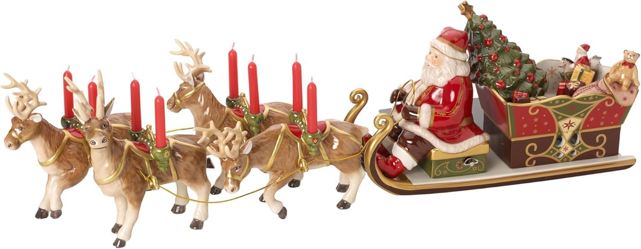 Villeroy & Boch Christmas Toys Santa'S Sleigh-Ride Music Box 22X70X16 Cm - Porcelain, Plays Santa Claus Is Coming to Town - Comes in a Gift Box