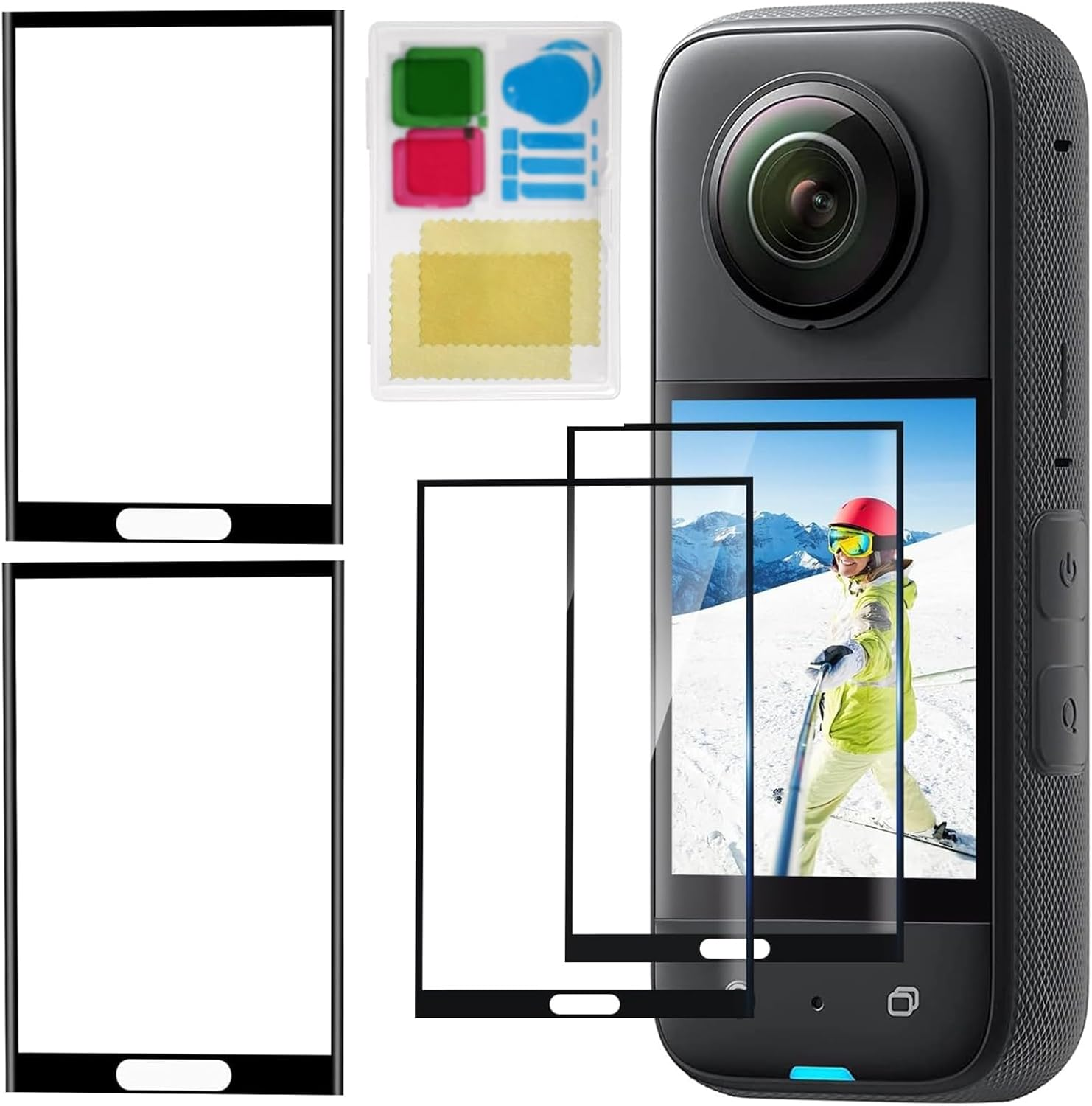 VJUYSW 2 Pack Insta 36O X4 Screen Protector Tempered Insta36O X4 Screen Protector Camera Accessories Anti-Scratch Anti-Fingerprint Bubble Free