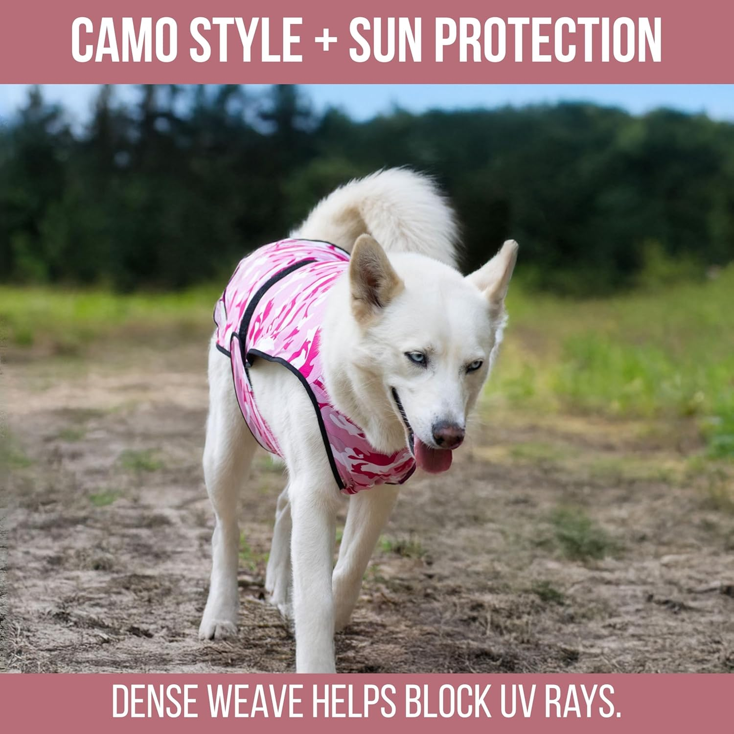 Dog Cooling Vest, Lightweight 2-Layer Camo Army Print Pet Cooler Jacket for All Small to Very Large Dogs. UV Protection Cooling Shirt for Beach, Hiking, Walking (Blue, Large) image number 1