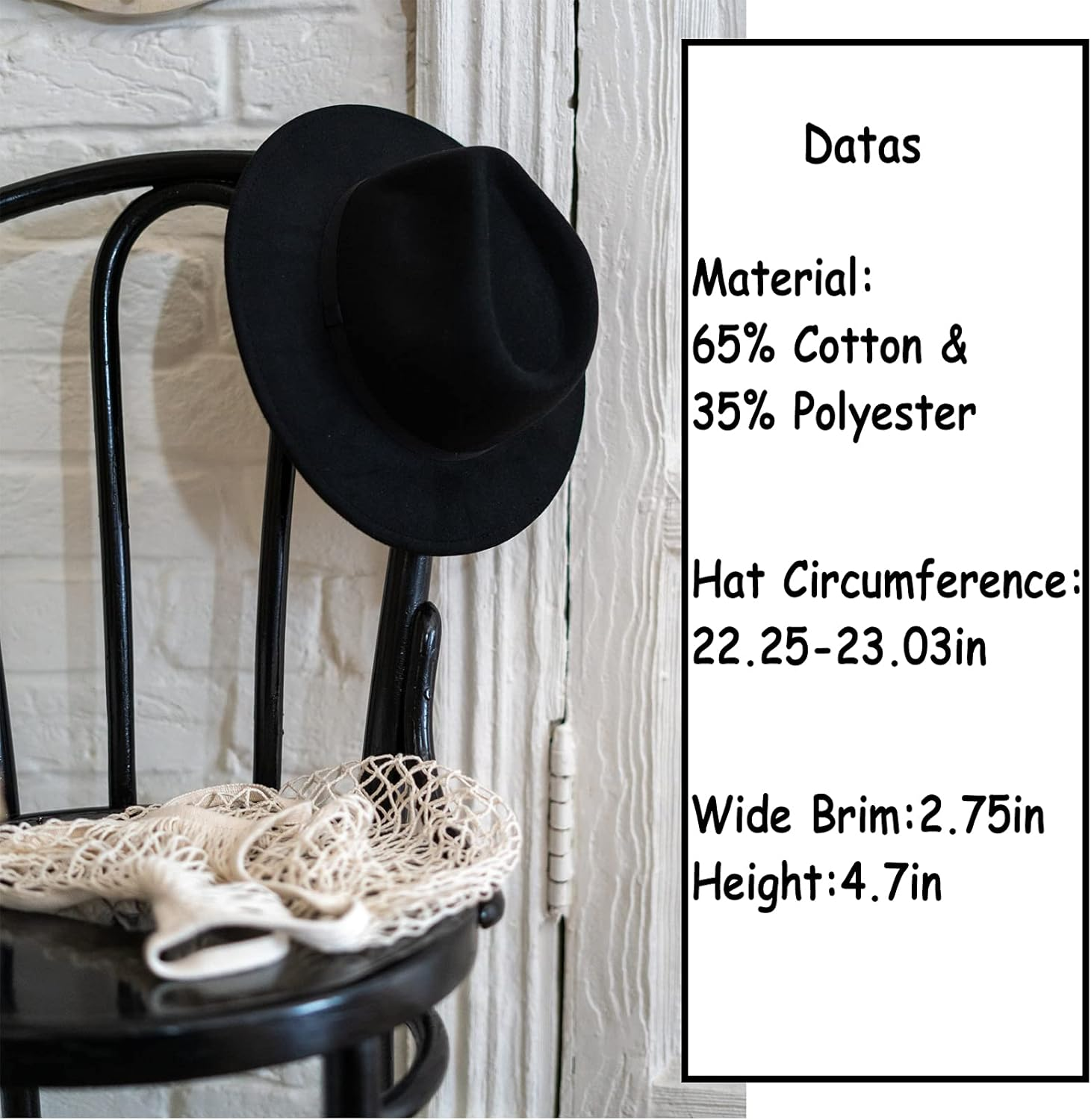 Gossifan Lady Fashion Wide Brim Felt Fedora Panama Hat with Ring Belt image number 6