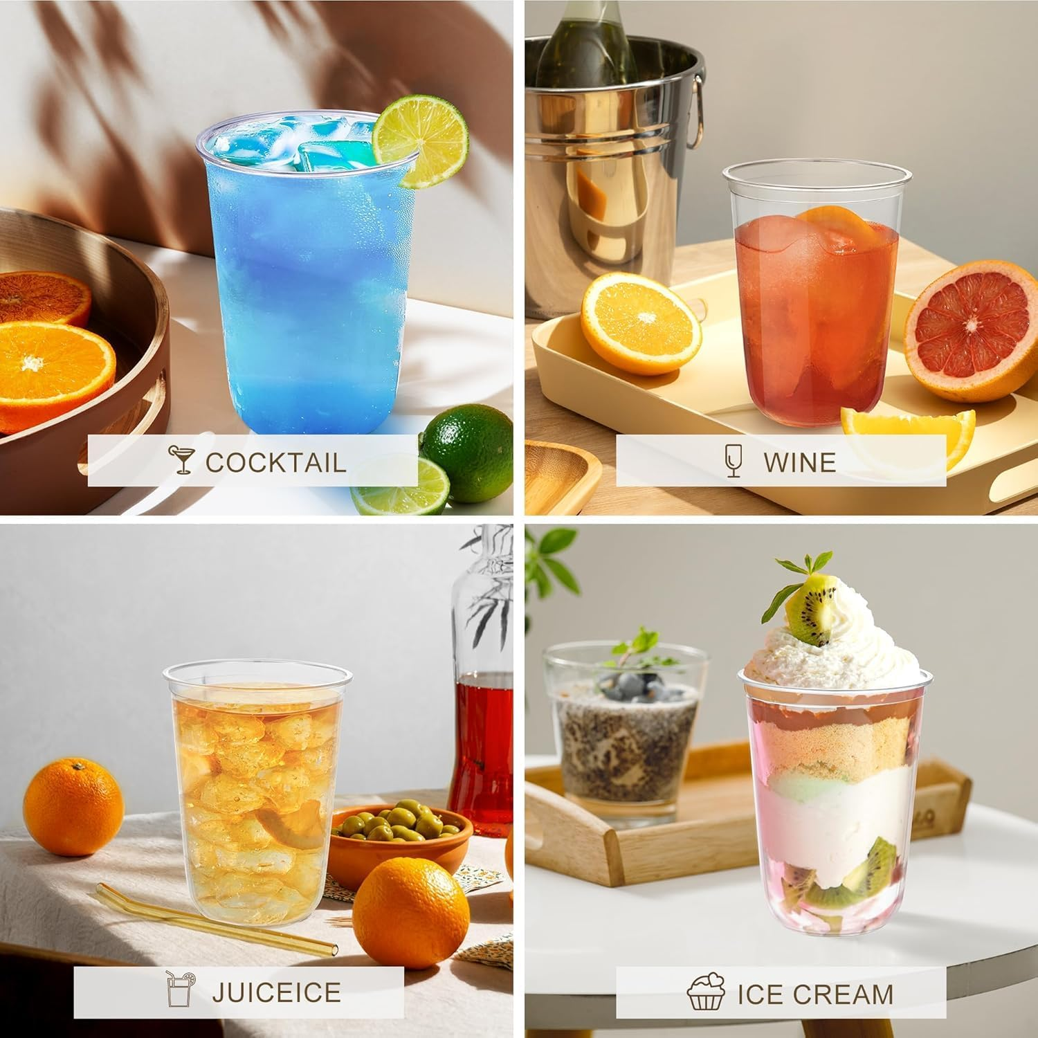 100 Pack 16Oz Clear Reusable Plastic Cups, Versatile Water, Juice, and Coffee Cups for Weddings, Thanksgiving, Christmas, and Parties image number 2