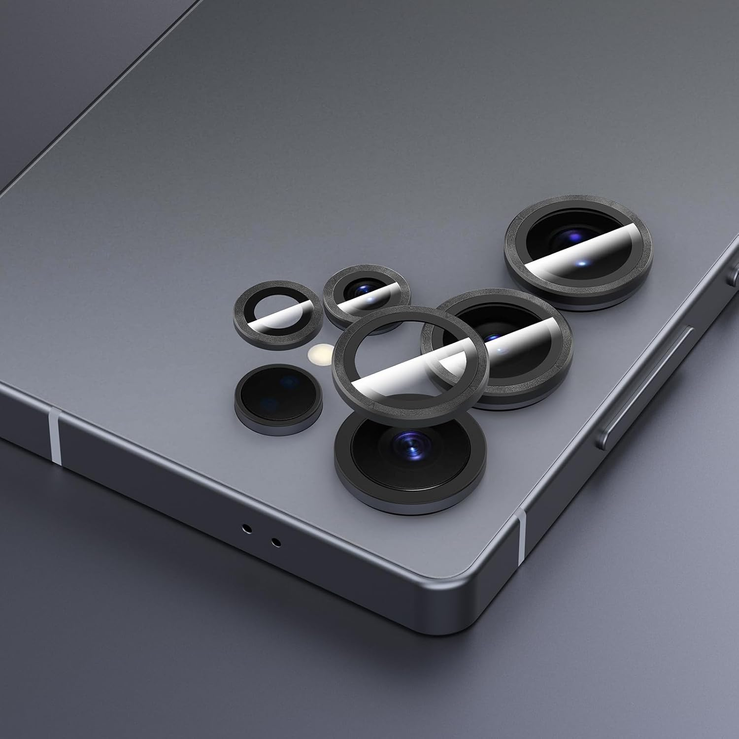 Simpeak 2Pack Camera Lens Protector Compatible with Samsung Galaxy S25 Ultra 2025, Individual 9H Tempered Glass Camera Metal Case for S25 Ultra [Installation Tray] (Black) - Black image number 2