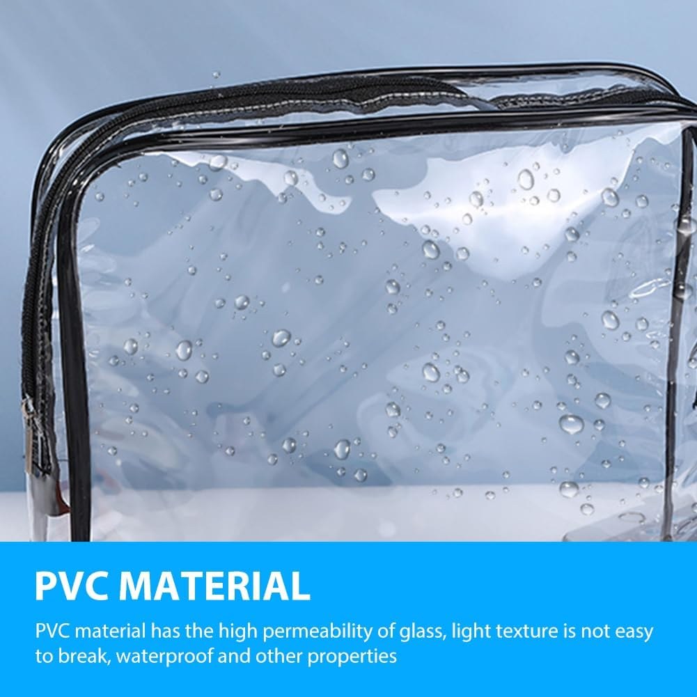 4 Pack Toiletry Bag,Clear Makeup Bag,Waterproof Quart Size Bag,Plastic Zippered Toiletry Carry Pouch,Cosmetic Organizer Bag,Portable Cosmetic Bag for Women Men,Carry on Airport Airline Compliant Bag image number 1