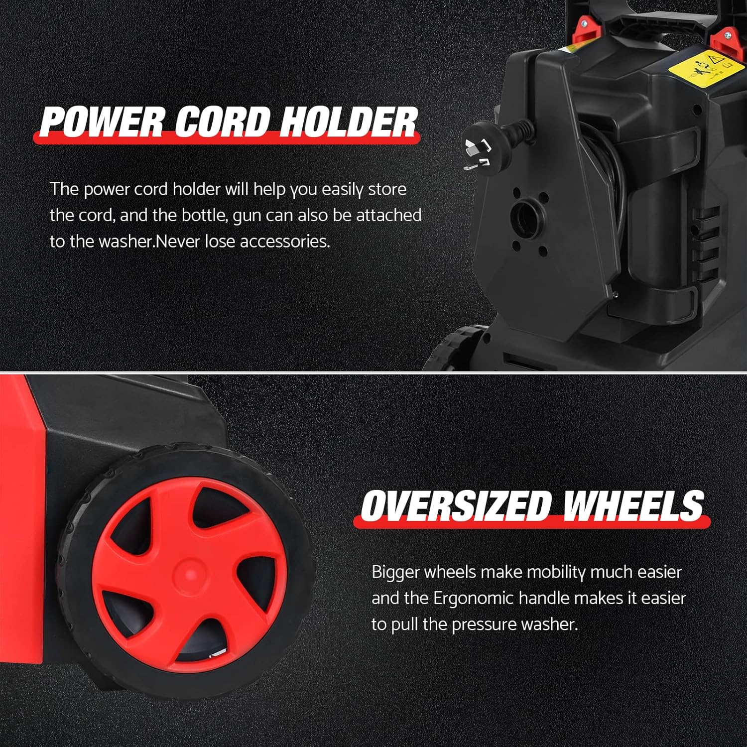 ADVWIN 3500Psi Pressure Washer, 2000W Electric High Power Washer Adjustable Spray Gun (5M High Pressure Hose) Red | Suitable for Families image number 4