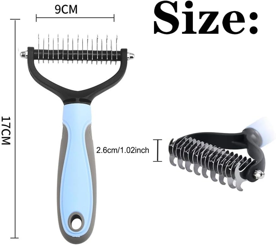 Professional Dog Brush Undercoat, Cat Brush, Double Side Undercoat Brush, Stainless Steel Dog Comb, 17 + 9 Teeth for Small and Large Dog Comb image number 2