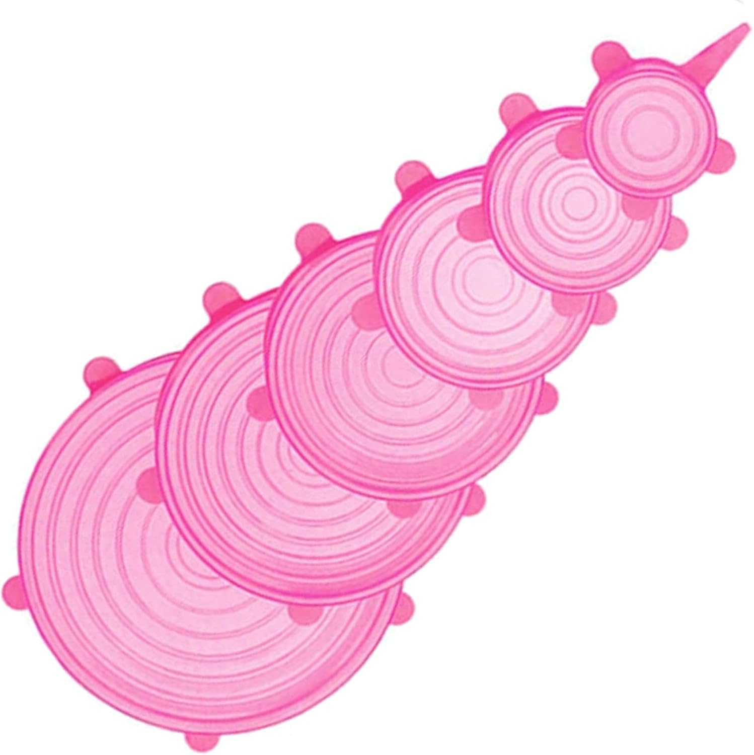 VICSDEP Silicone Stretch Lids, 6 Pack Reusable Silicone Lids, Silicone Bowl Covers for Food Storage, 6 Sizes to Meet Most Containers to Keep Food Fresh, Microwave Safe - Easy Clean Pink image number 5