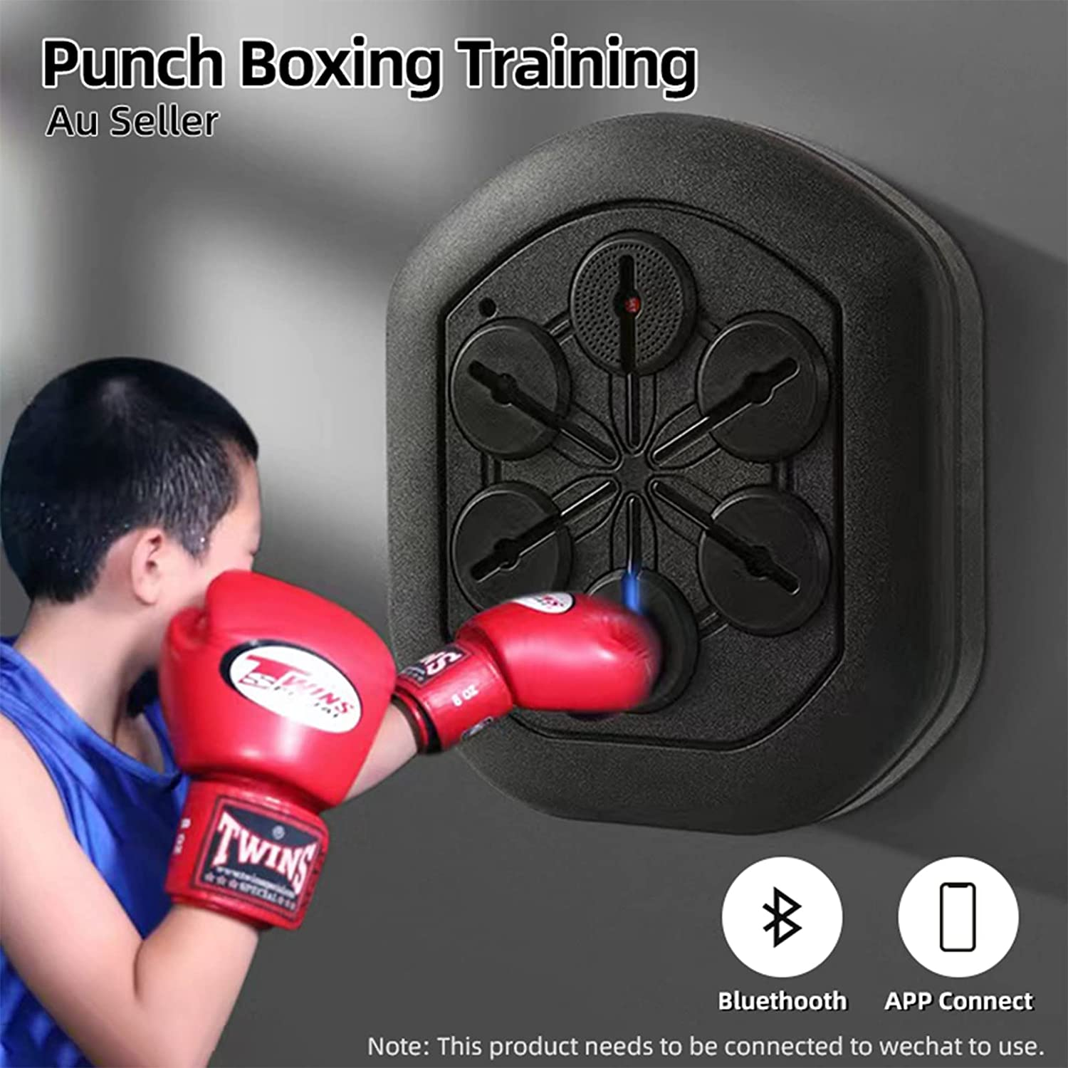 Smart Boxing Machine Wall Mounted with Music Light and Gloves - Indoor Training Equipment for Children, Youth and Adults image number 6