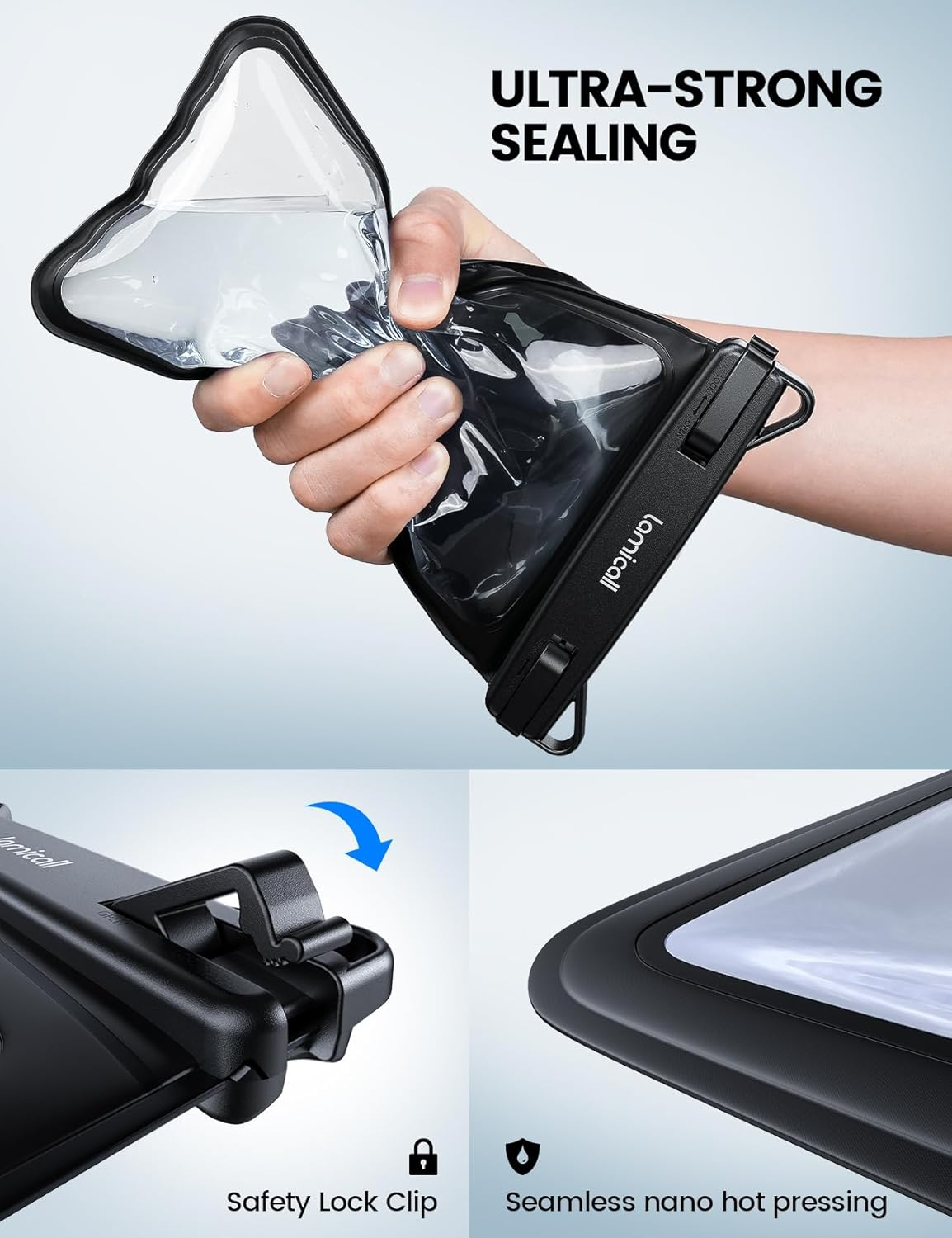 Lamcall 2Spaces Waterproof Phone Pouch Bag - 7.5" Waterproof Smartphone Case with Lanyard, IPX8 Cell Phone Dry Bag Beach Essentials for Iphone 17 Pro Max Air 16/Plus/15/14/13, Galaxy 24/23/22, 4-7.5" image number 1