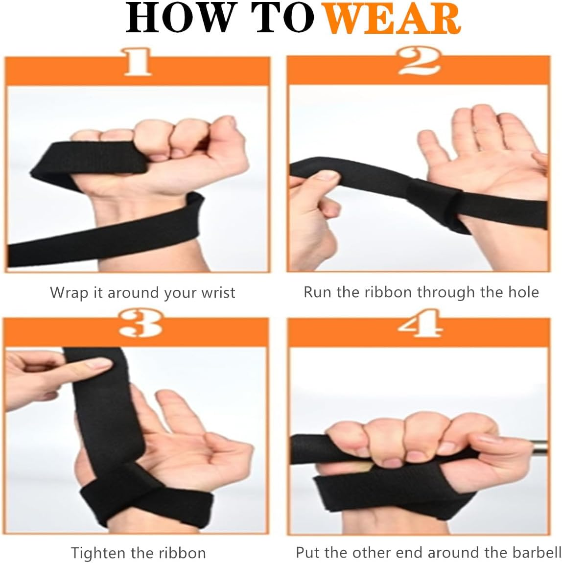 2PCS Lifting Wrist Straps for Weightlifting,Gym Straps for Pull-Ups, Fitness, Strength Training(25 * 1.5Inch,Black) image number 4