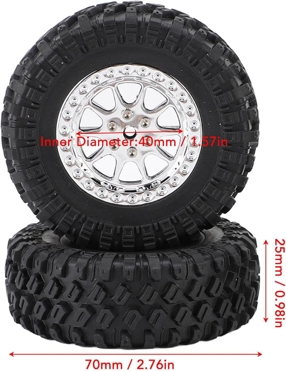 RC Truck Wheel Tires, Rubber Tires, Designed for MN82 and LC79 RC Cars. Stylish and Slick, Enhance Your Racing Experience with Ease of Use for Installation and Replacement (Silver) image number 2