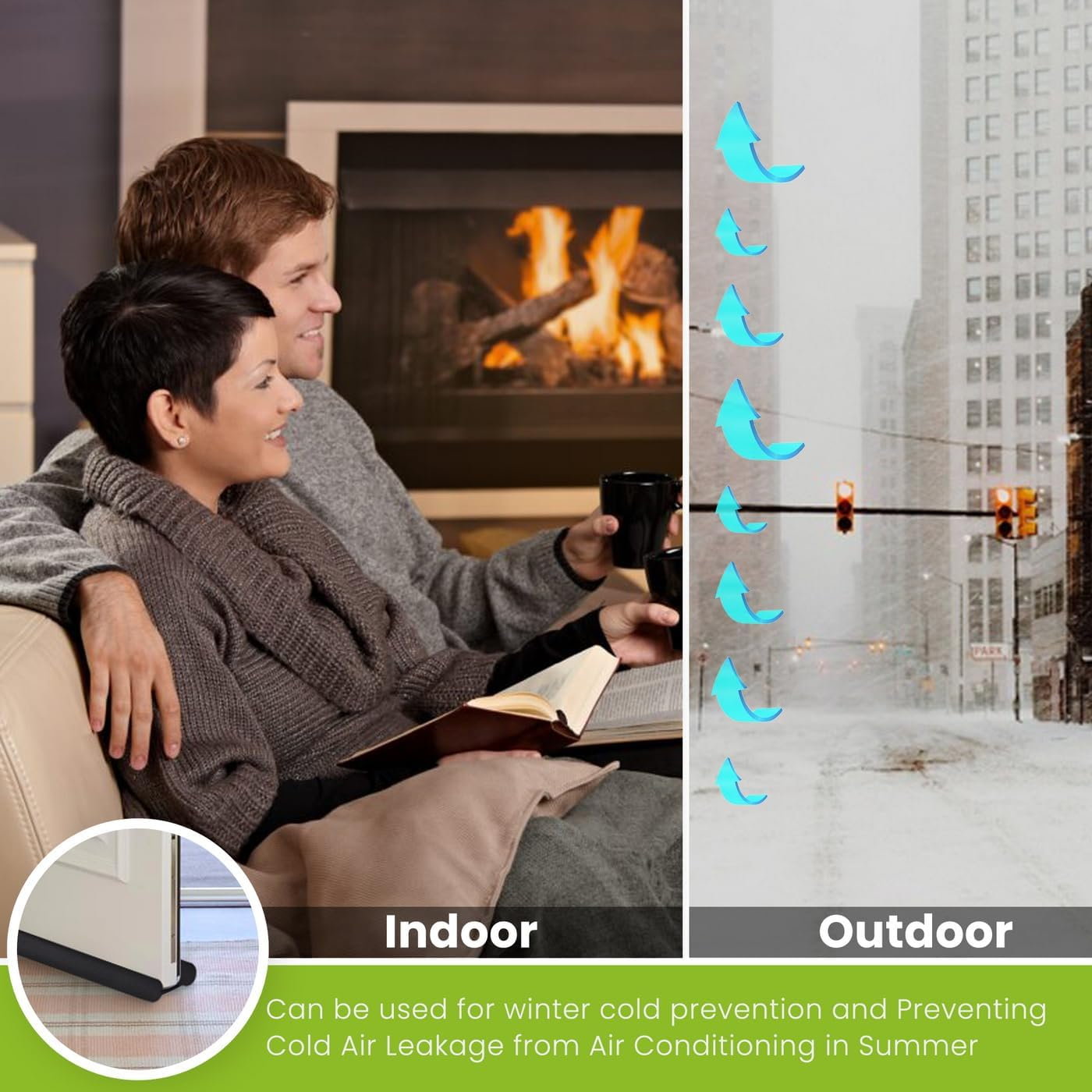 Door Seal & Draft Stopper - 37 Inch under Door Gap Blocker for Thermal Insulation, Noise Reducing, Particle Protection- Black image number 3