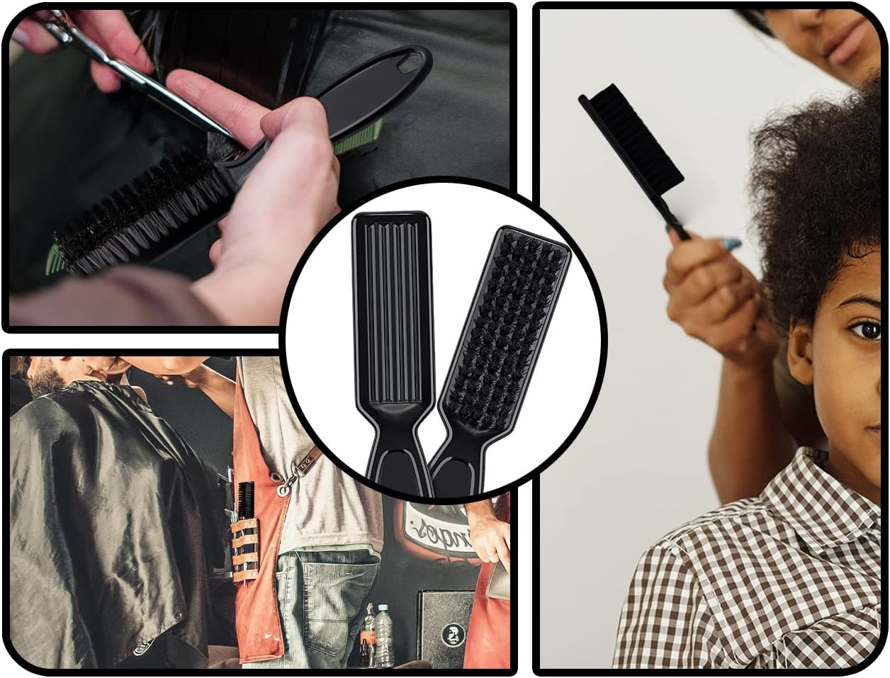 KAPSING Pack of 3 Black Sleek Bun Brush Hairdressing Accessories Brush for Sleek Braid Barber Brush Nylon Brush Nail Brush