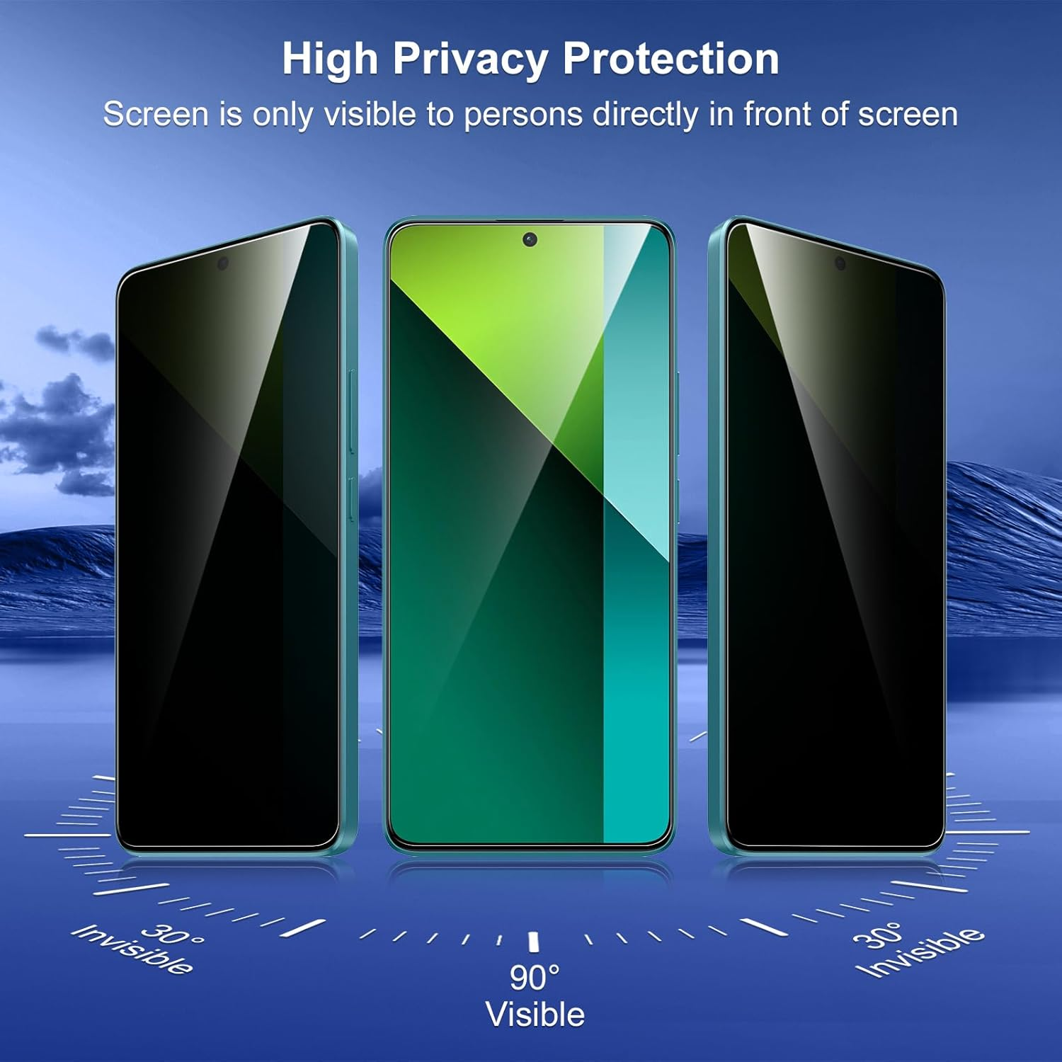 Phoona Privacy Screen Protector for Xiaomi Redmi Note 13 Pro 5G, Pack of 2, anti Spy Screen Protector, Privacy Screen Protector 9H Hardness Tempered Glass Bubble-Free Privacy Film image number 2