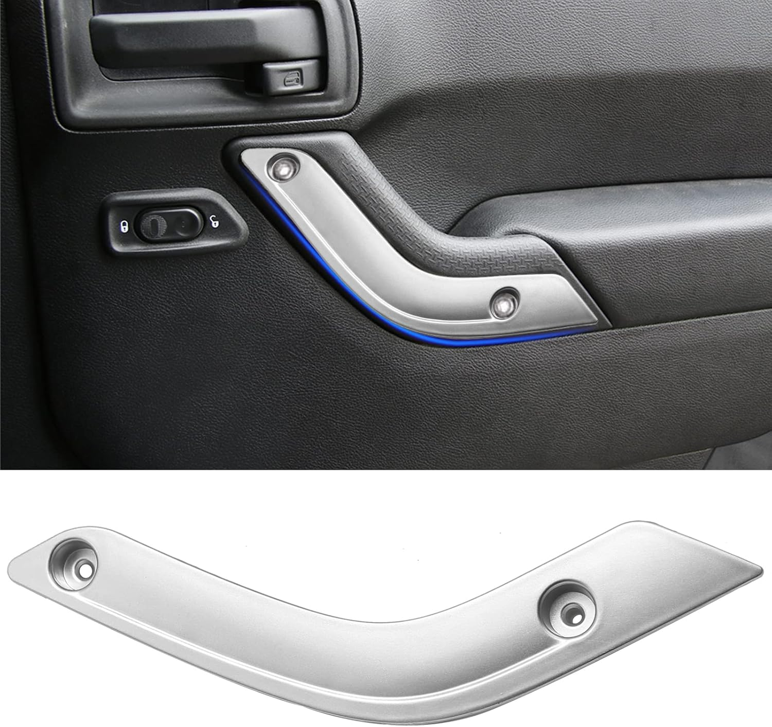 UOIENRT 2Pcs Interior Door Grab Handle Inserts Cover Trim Replacement for Jeep 2011-2018 Wrangler Jk(Left+Right)