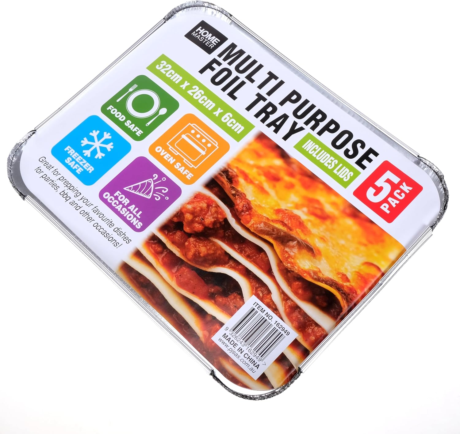 Home Master Foil Tray with Lids, Large, 32 Cm X 26 Cm X 6 Cm Size (Pack of 5) image number 2