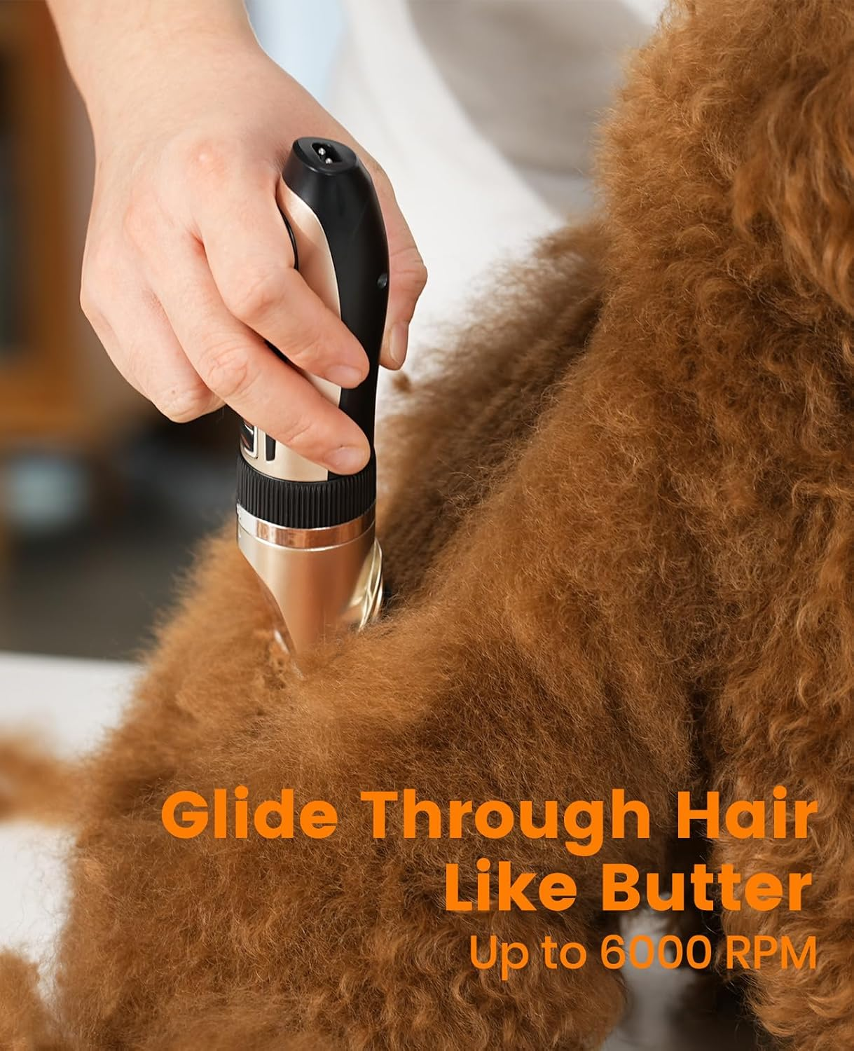 Oneisall Dog Clippers and Paw Trimmer Kit 2 in 1 Low Noise Cordless Dog Clippers for Grooming Pet Hair Trimmers for Small and Large Dogs Cats Animals - Gold image number 5