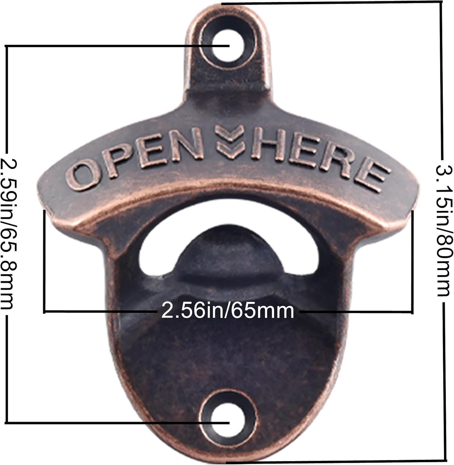 Vintage Copper Bottle Cap Opener Wall Mount, Retro Beer Bottle Opener with Screws for Homes Kitchen (Pack of 2) image number 4