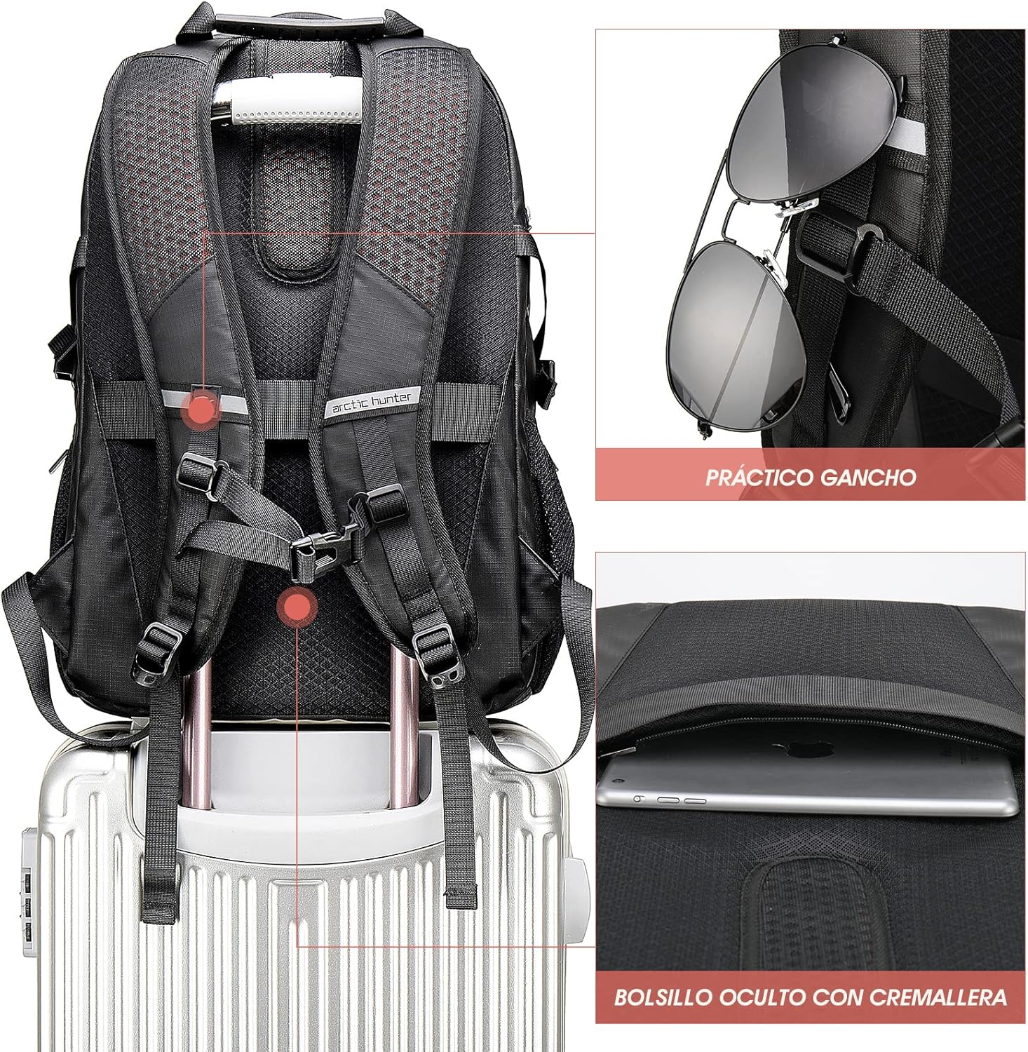 Laptop Backpack, ARCTIC HUNTER AH Anti-Theft Waterproof Backpack with USB Charging Port, Business Backpack with Multiple Compartments 15.6 Inch image number 3