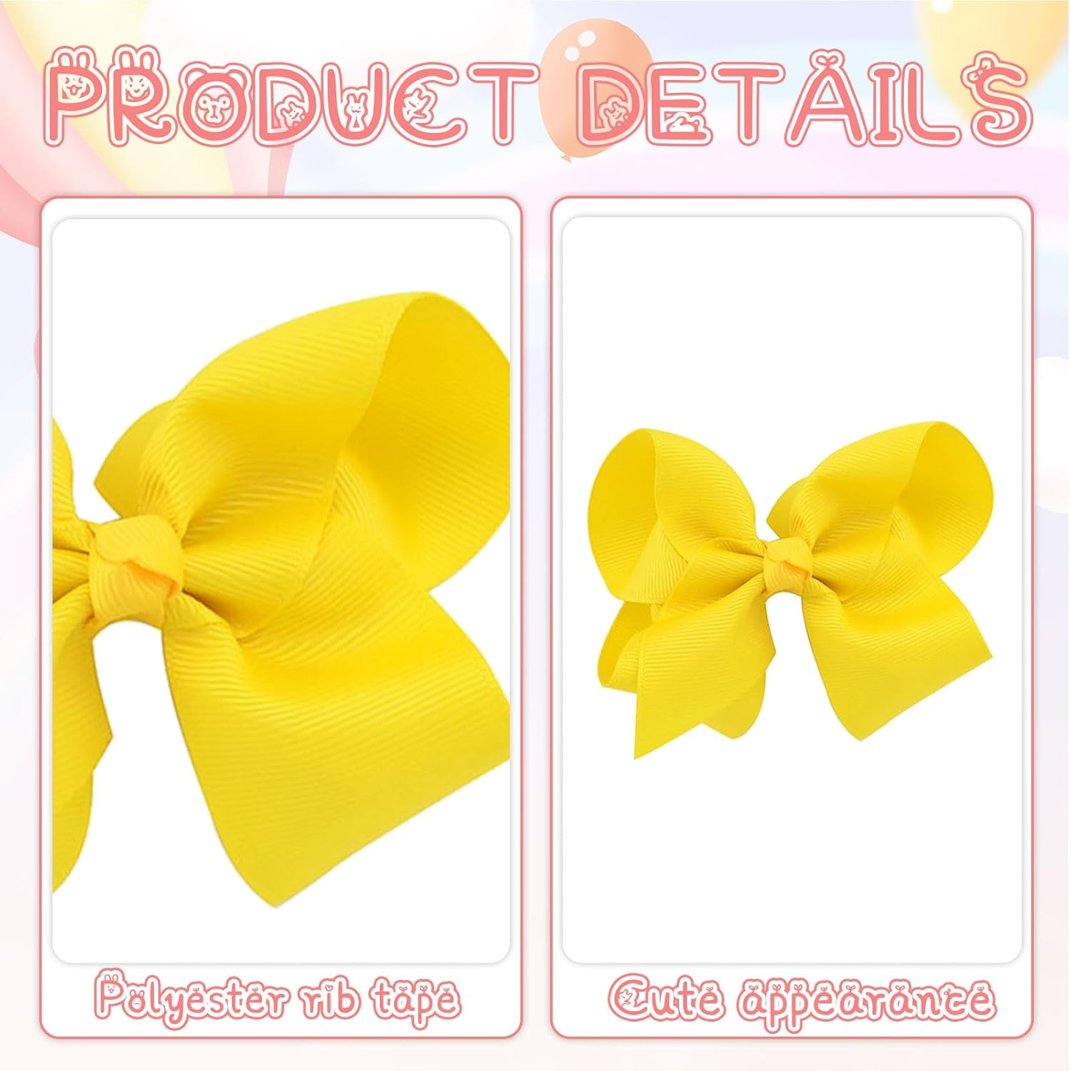 Cosmeria Yellow Hair Bows for Girls, Set of 2, Handmade from Grosgrain with Alligator Clips, Perfect for Nursery and Gift Ideas