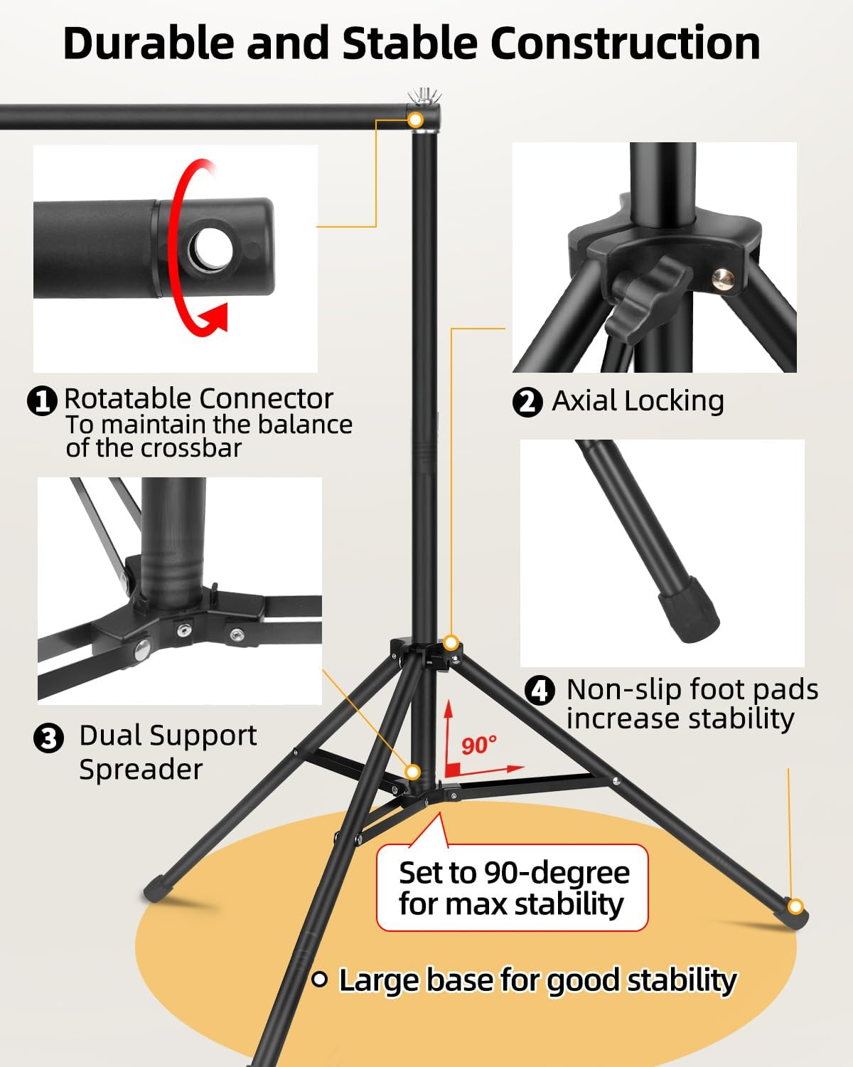 Hemmotop Photo Backdrop Stand, 10X7Ft (Wxh) Background Stand for Photoshoot, Backdrops Support Kit with Carry Bag for Parties, Photography, Projector Screen, Wedding, Decoration, Balloons image number 3
