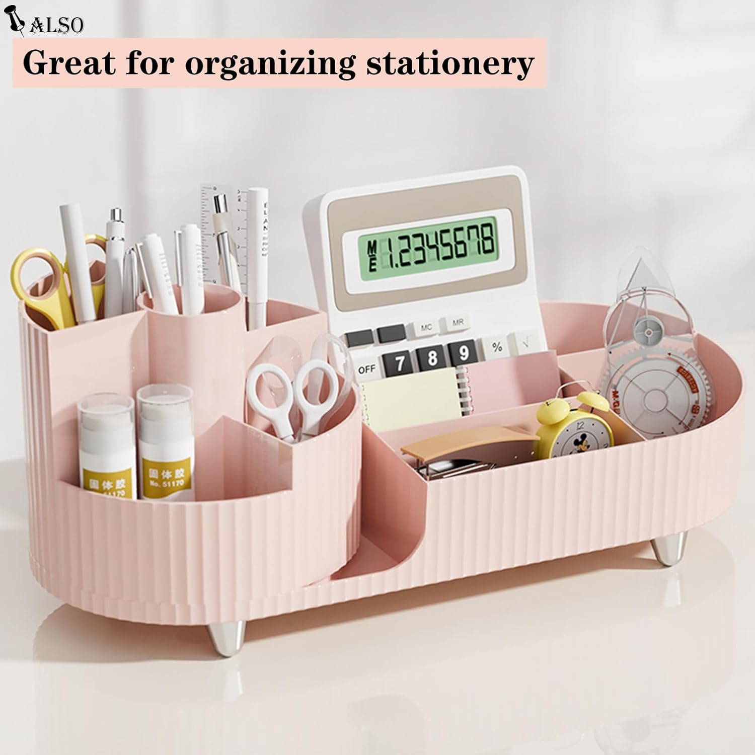 Pink Rotating Vanity Organizer with Brush Holder - Large Spinning Cosmetic Storage, Countertop Makeup & Skincare Organizer, Perfume & Lotions Display Case - 3 Layer Rotating Makeup Organizer-Brown image number 5