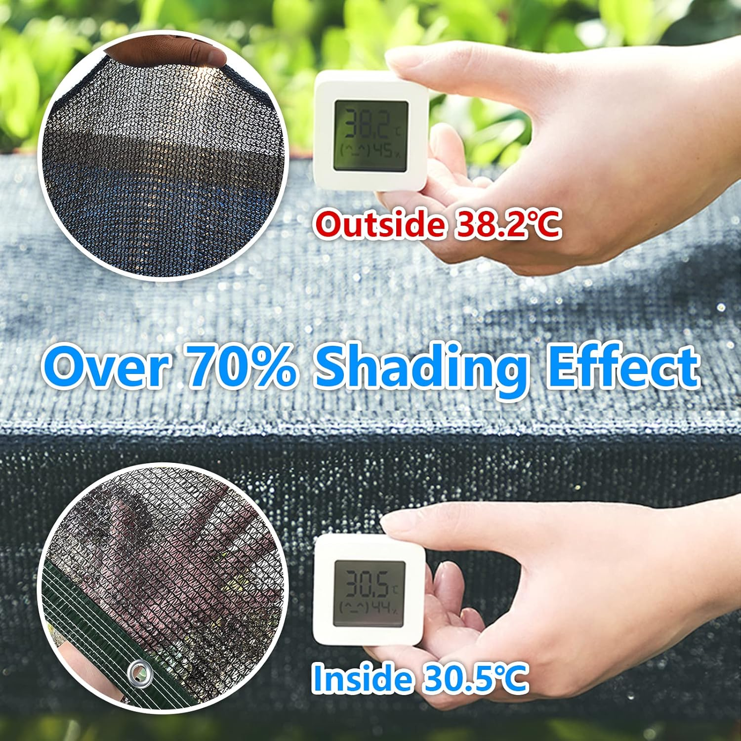 70% Black Shade Cloth, 6.5X10Ft Resistant Garden Sun Shade Net, Durable Mesh Shade Tarp with Reinforced Grommets for Greenhouse, Plant, Chicken Coop, Pergola,Canopy (6.5Ft*10Ft) image number 4